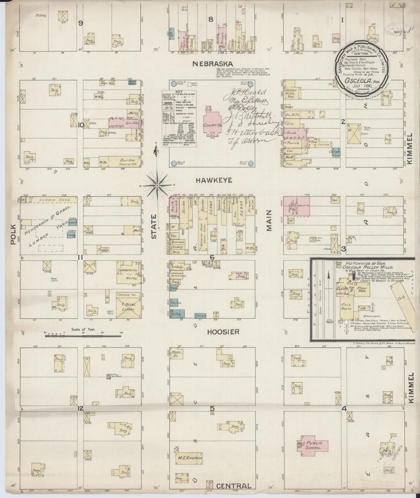 Sanborn Fire Insurance Map from Osceola, Polk County, Nebraska (1887), Sheet #0001 - Historic Sanborn Fire Insurance Map Print, vintage old map wall art, antique decor, genealogy gift, Nebraska Nebraska map
