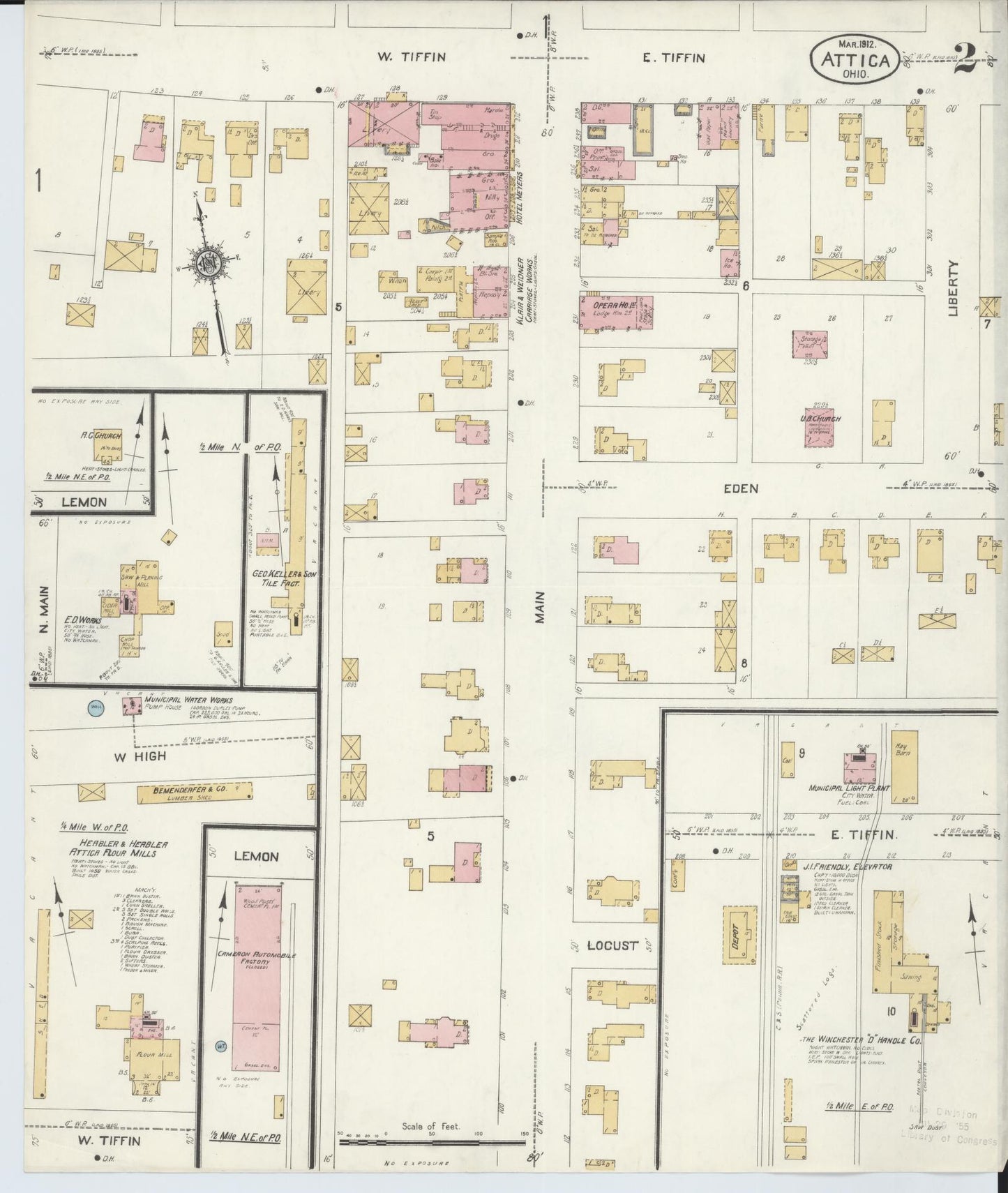 Sanborn Fire Insurance Map from Attica, Seneca County, Ohio (1912), Sheet #0002 - Complete Map Set gallery image, historic Sanborn map, vintage wall art, Ohio Ohio