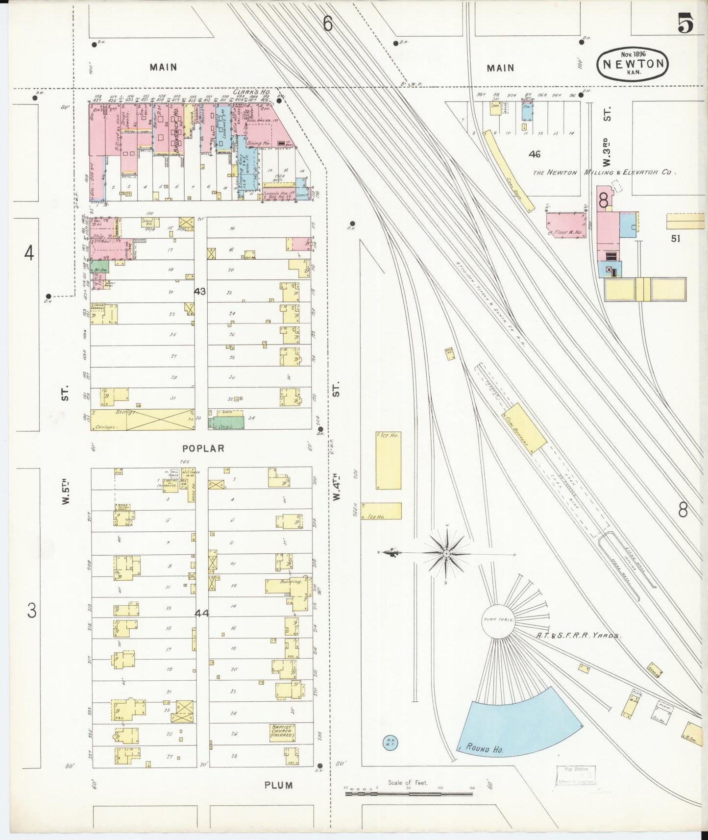 Sanborn Fire Insurance Map from Newton, Harvey County, Kansas (1896), Sheet #0005 - Historic Sanborn Fire Insurance Map Print, vintage old map wall art, antique decor, genealogy gift, Kansas Kansas map