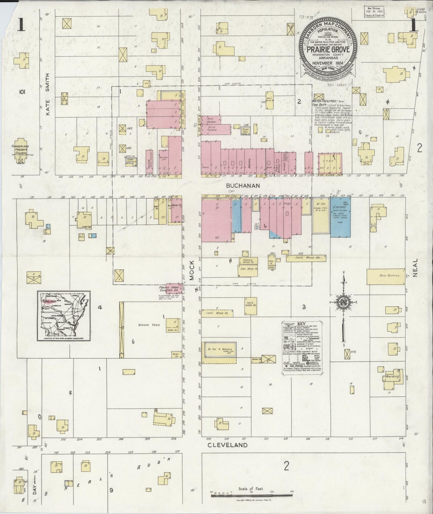 Sanborn Fire Insurance Map from Prairie Grove, Washington County, Arkansas. (1924) – Historic Sanborn Fire Insurance Map Print