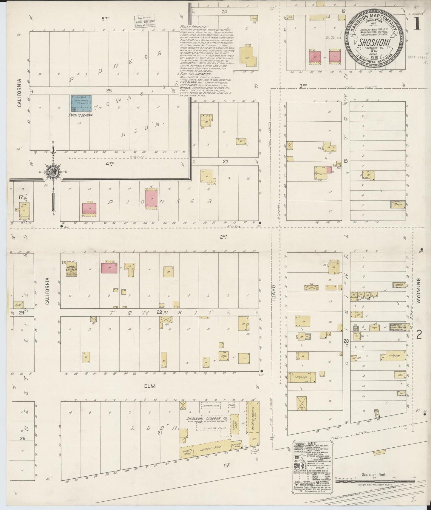 Sanborn Fire Insurance Map from Shoshoni, Fremont County, Wyoming. (1918) – Historic Sanborn Fire Insurance Map Print