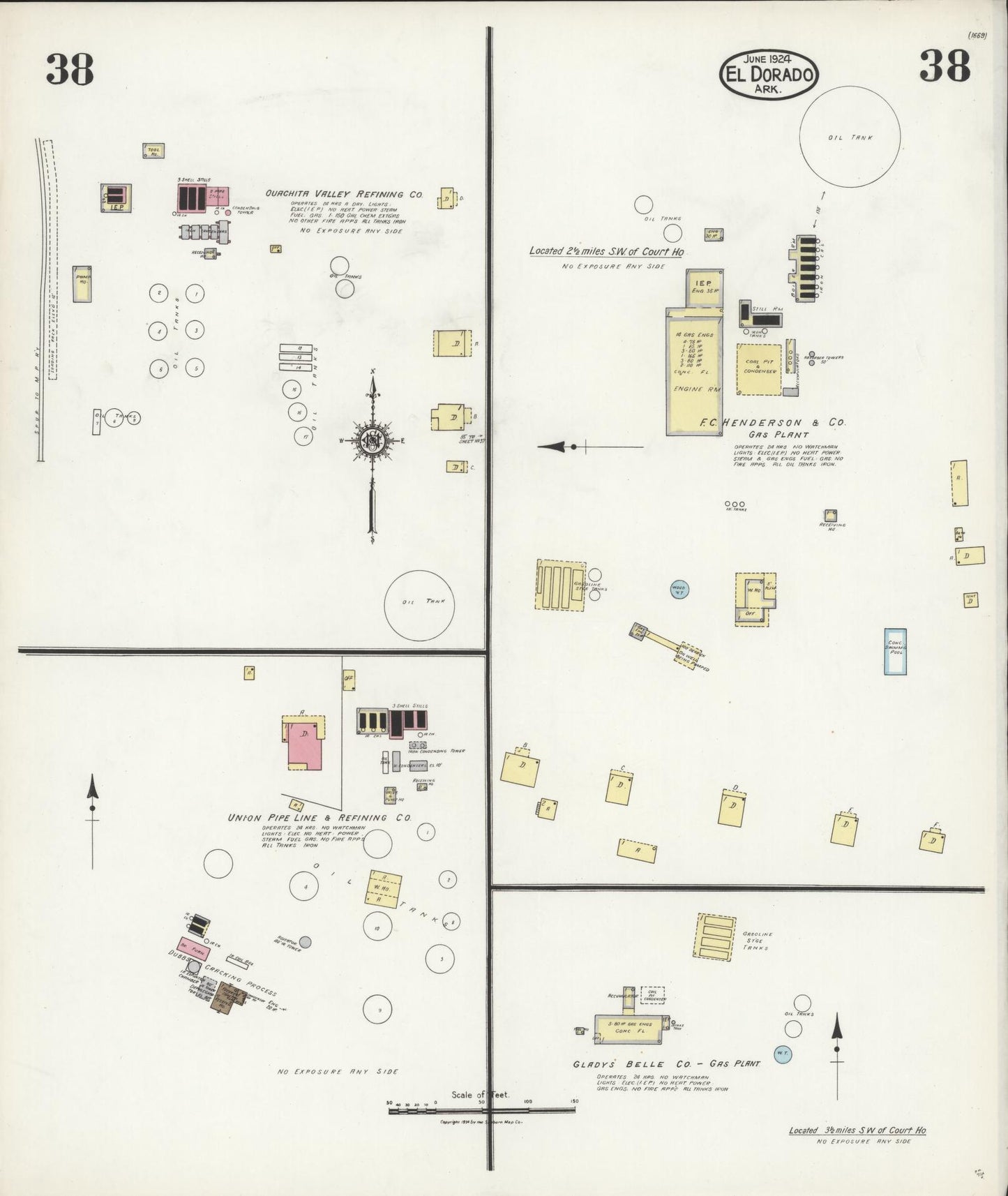Sanborn Fire Insurance Map from El Dorado, Union County, Arkansas (1924), Sheet #0038 - Complete Map Set gallery image, historic Sanborn map, vintage wall art, Arkansas Arkansas
