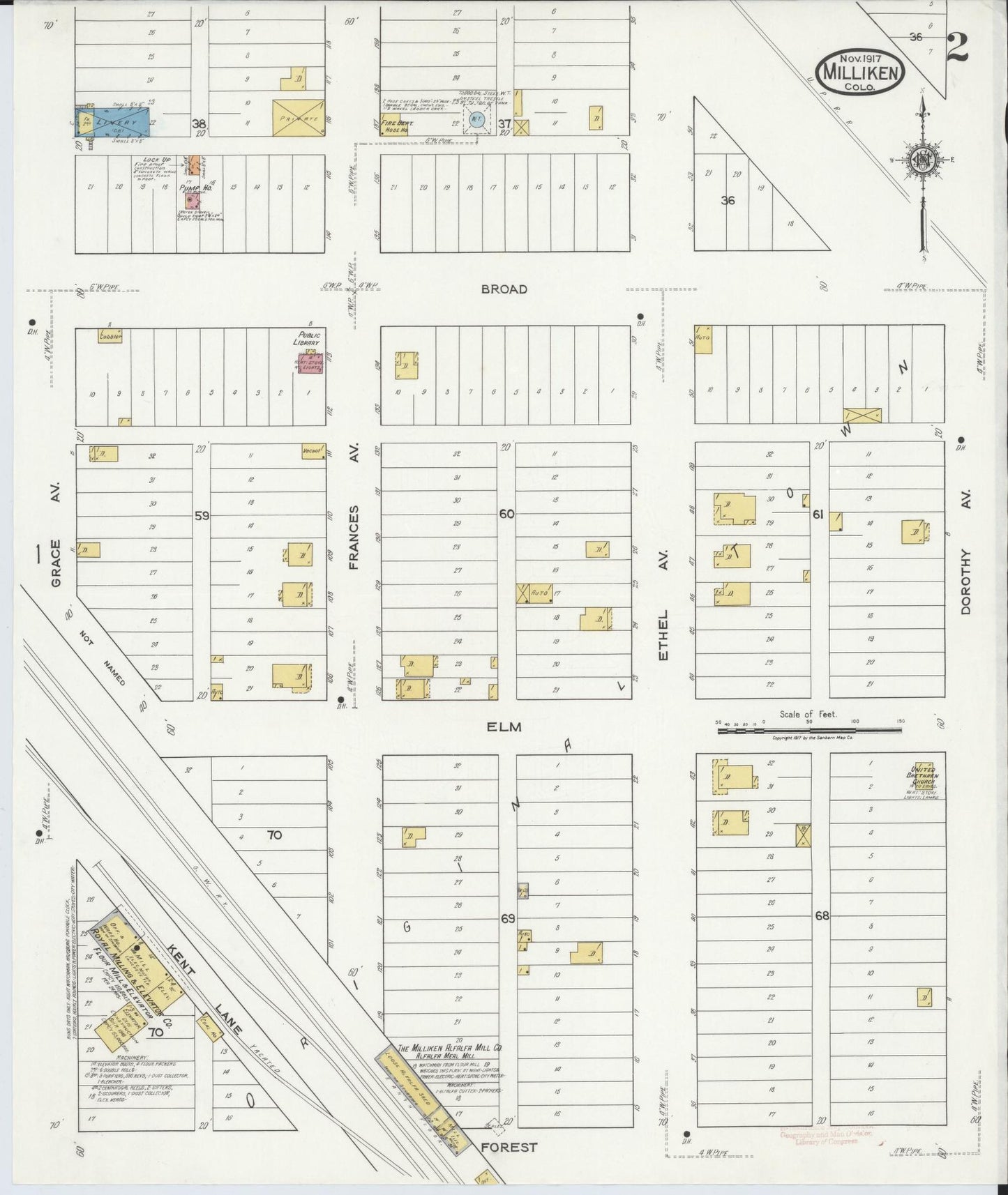 Sanborn Fire Insurance Map from Milliken, Weld County, Colorado (1917), Sheet #0002 - Historic Sanborn Fire Insurance Map Print, vintage old map wall art, antique decor, genealogy gift, Colorado Colorado map