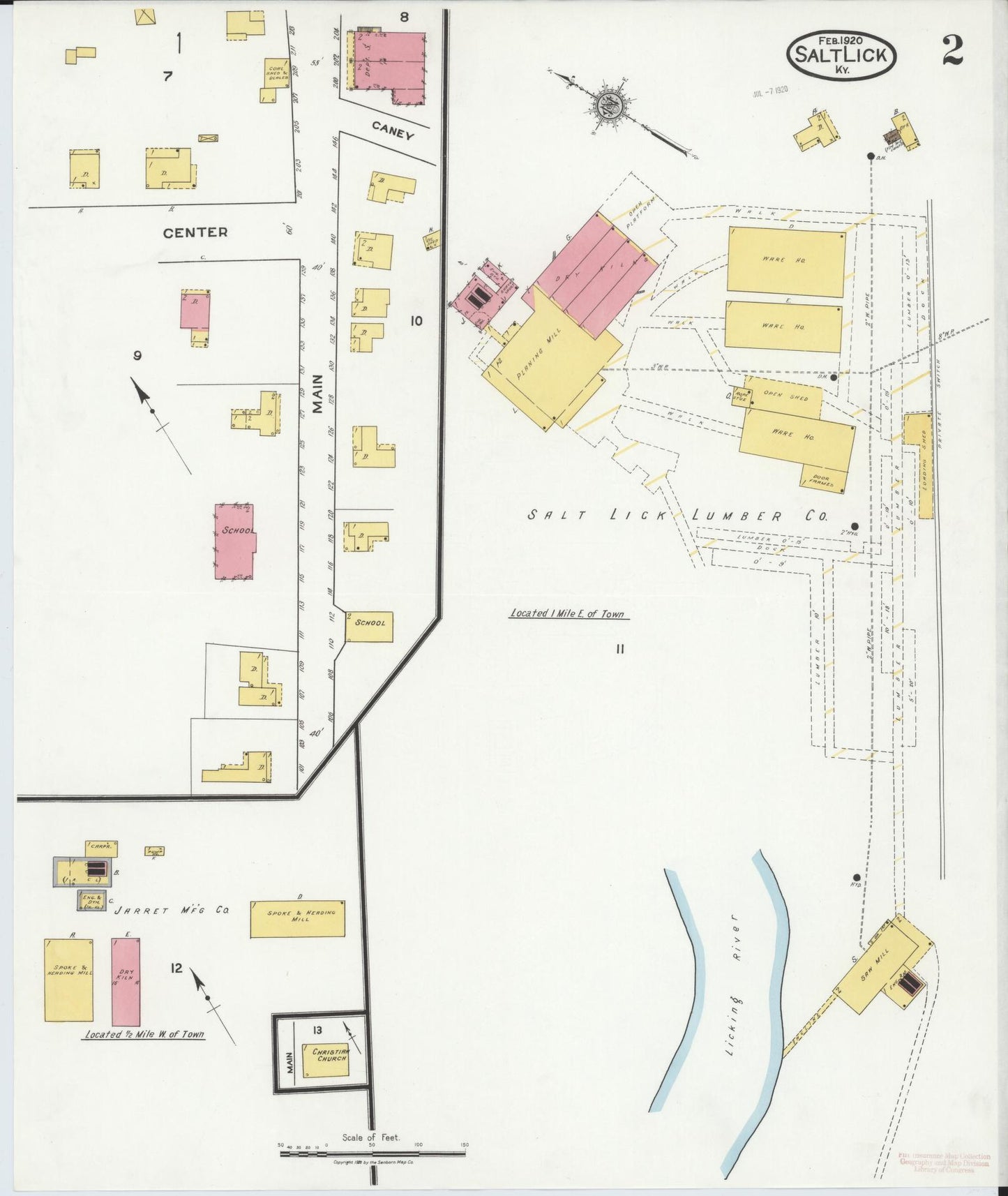 Sanborn Fire Insurance Map from Salt Lick, Bath County, Kentucky (1920), Sheet #0002 - Historic Sanborn Fire Insurance Map Print, vintage old map wall art, antique decor, genealogy gift, Kentucky Kentucky map
