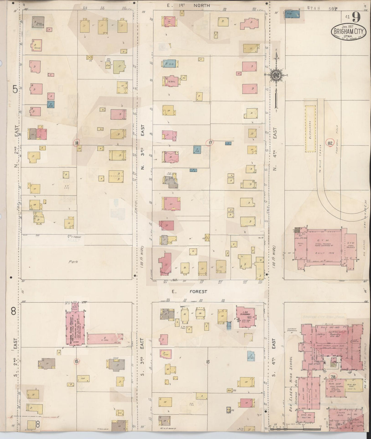 Sanborn Fire Insurance Map from Brigham City, Box Elder County, Utah (1949), Sheet #0009 - Historic Sanborn Fire Insurance Map Print, vintage old map wall art, antique decor, genealogy gift, Utah Utah map