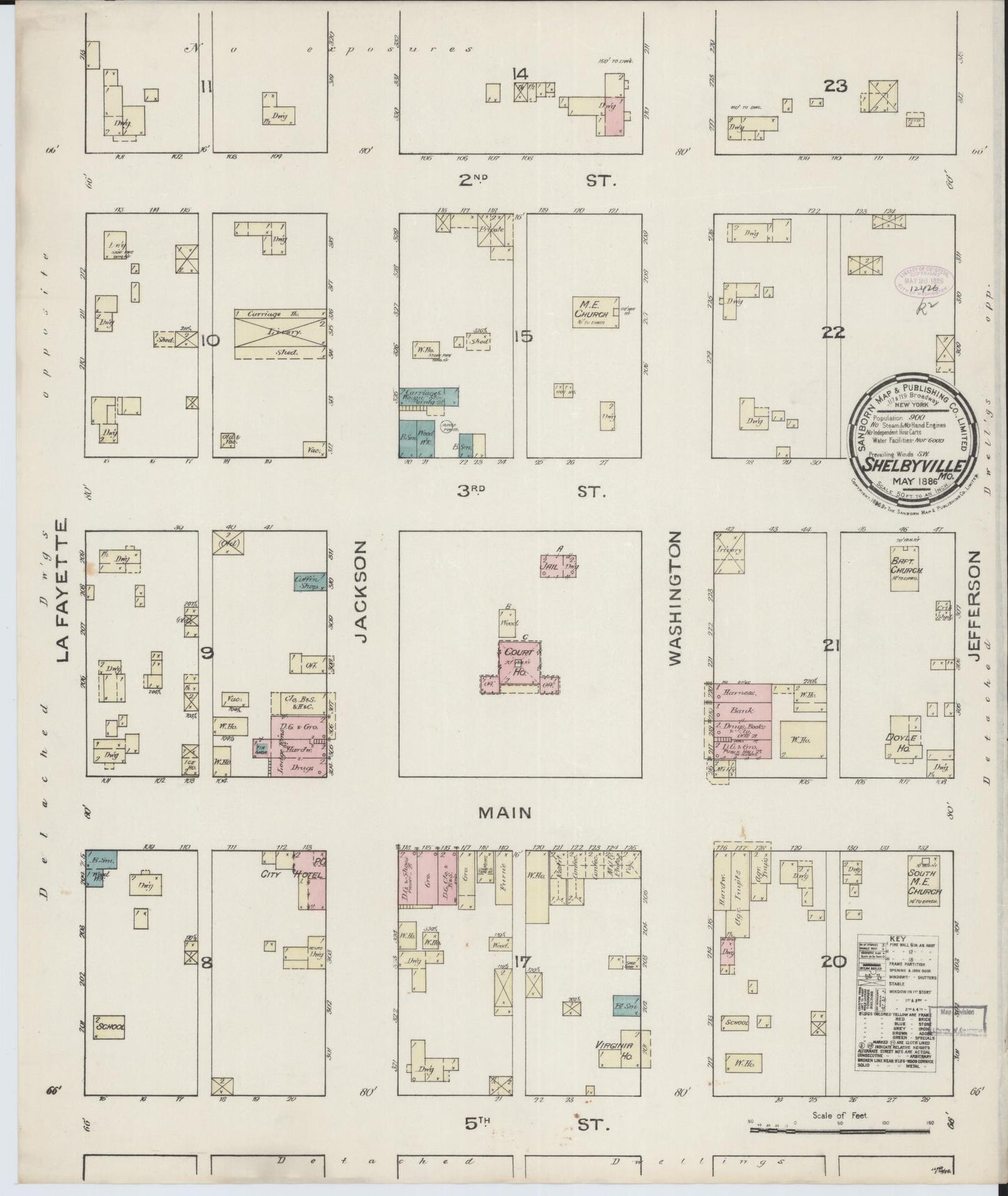 Sanborn Fire Insurance Map from Shelbyville, Shelby County, Missouri (1886), Sheet #0001 - Historic Sanborn Fire Insurance Map Print, vintage old map wall art, antique decor, genealogy gift, Missouri Missouri map