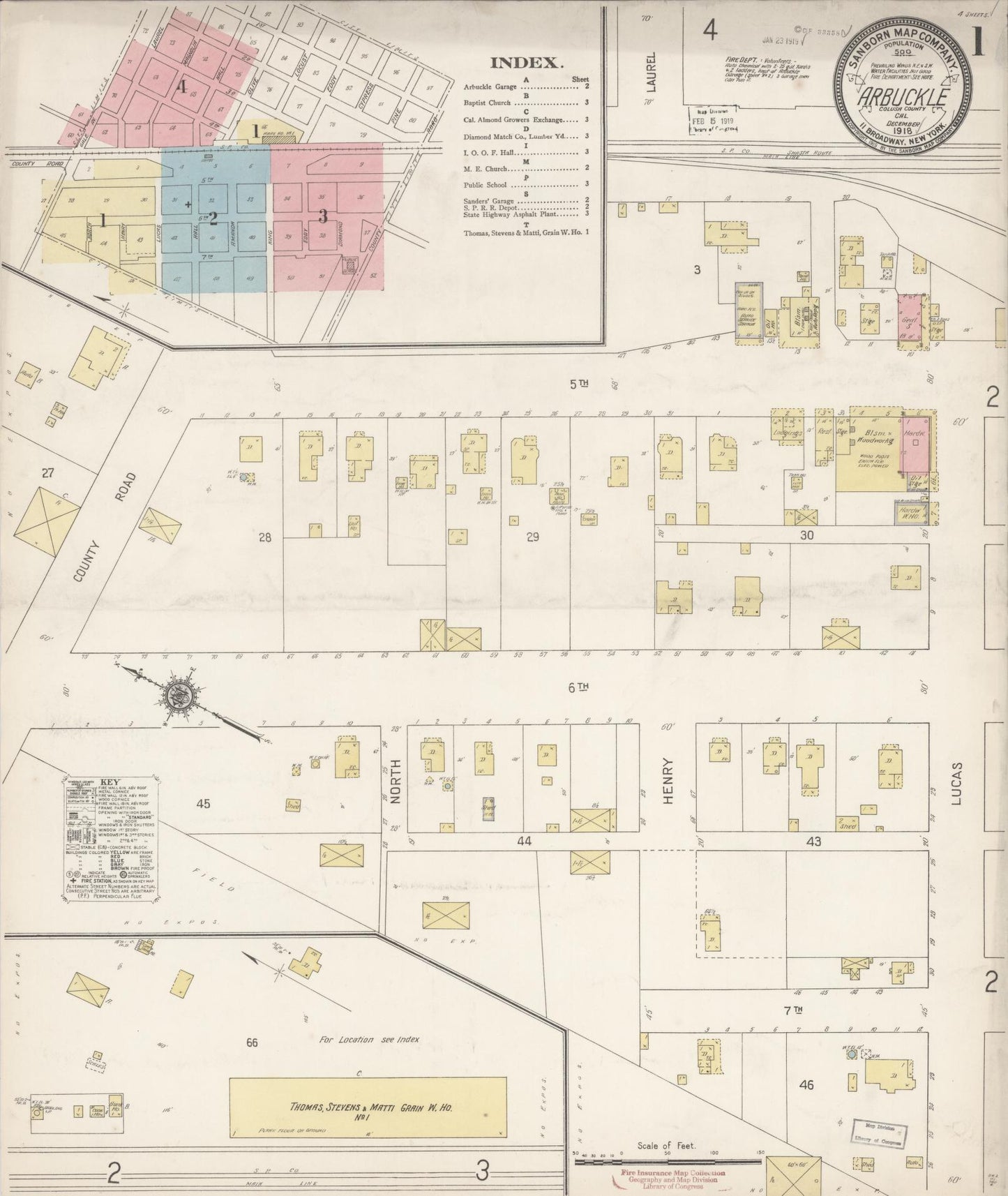 Sanborn Fire Insurance Map from Arbuckle, Colusa County, California (1918), Sheet #0001 - Historic Sanborn Fire Insurance Map Print, vintage old map wall art, antique decor, genealogy gift, California California map