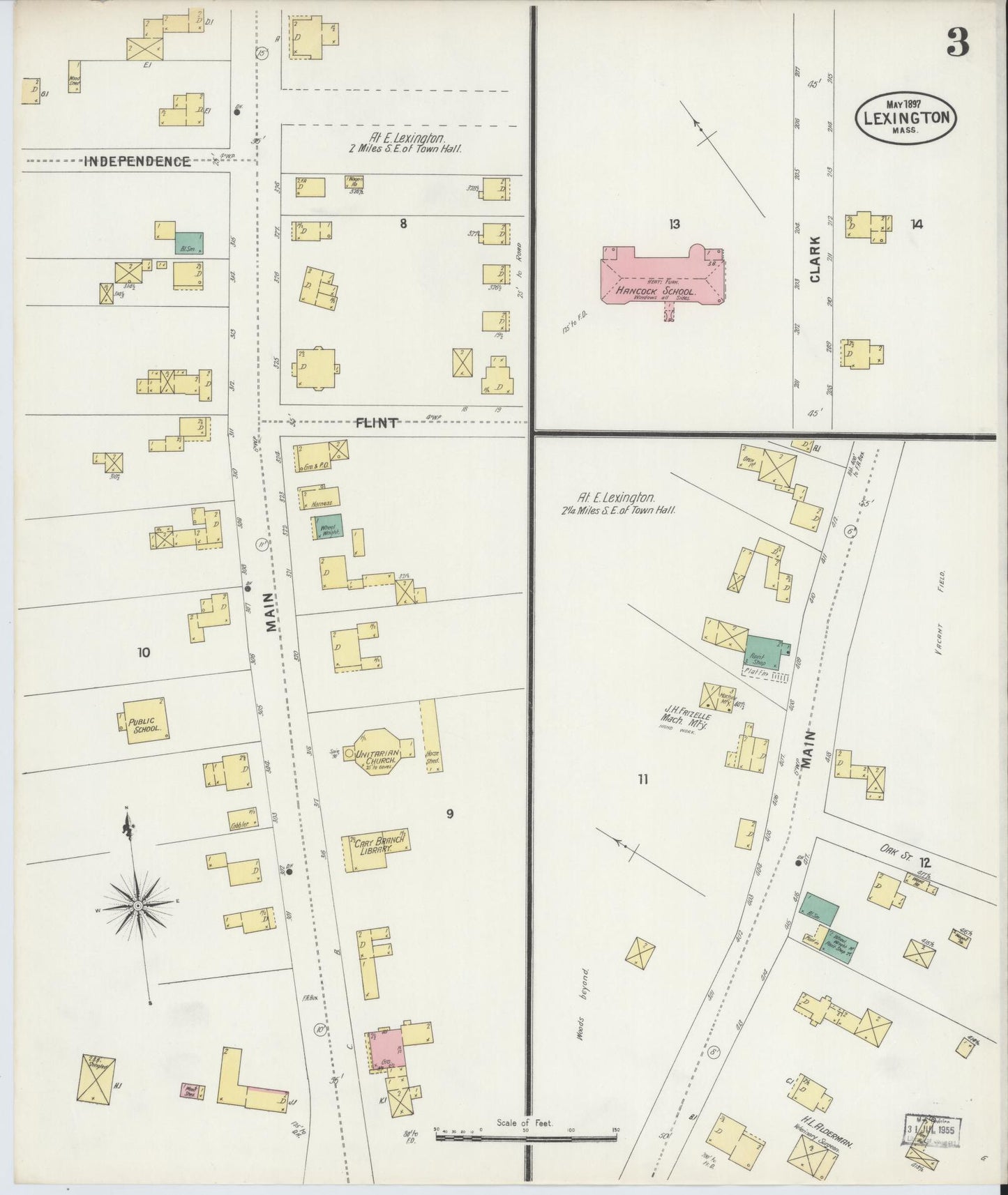 Sanborn Fire Insurance Map from Lexington, Middlesex County, Massachusetts (1897), Sheet #0003 - Complete Map Set gallery image, historic Sanborn map, vintage wall art, Massachusetts Massachusetts