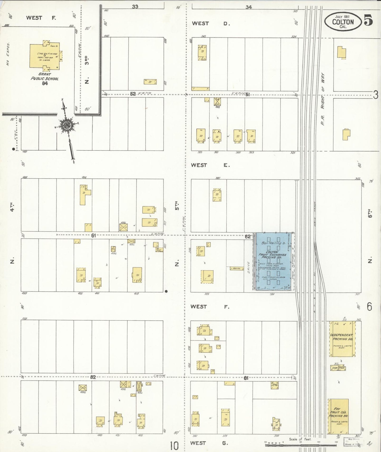 Sanborn Fire Insurance Map from Colton, San Bernardino County, California (1911), Sheet #0005 - Historic Sanborn Fire Insurance Map Print, vintage old map wall art, antique decor, genealogy gift, California California map