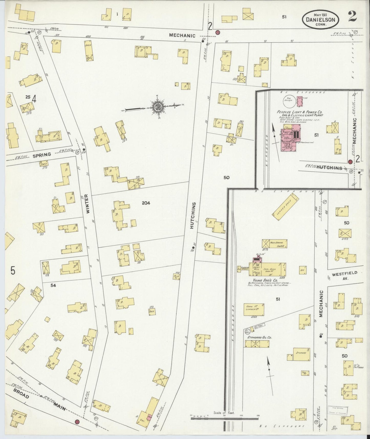 Sanborn Fire Insurance Map from Danielson, Windham County, Connecticut (1911), Sheet #0002 - Historic Sanborn Fire Insurance Map Print, vintage old map wall art, antique decor, genealogy gift, Connecticut Connecticut map
