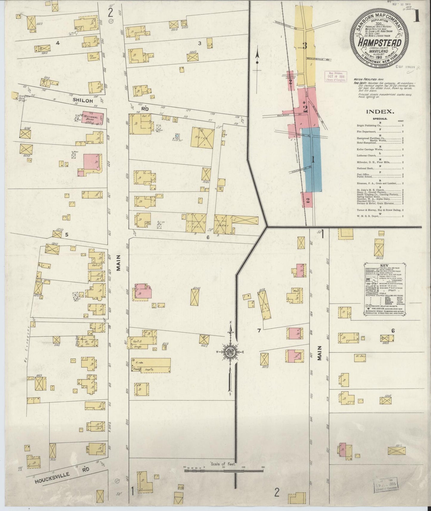 Complete Set - Carroll, Maryland - 1911 - Sanborn Fire Insurance Map (All Sheets) - Complete Set of 3 Sanborn map sheets