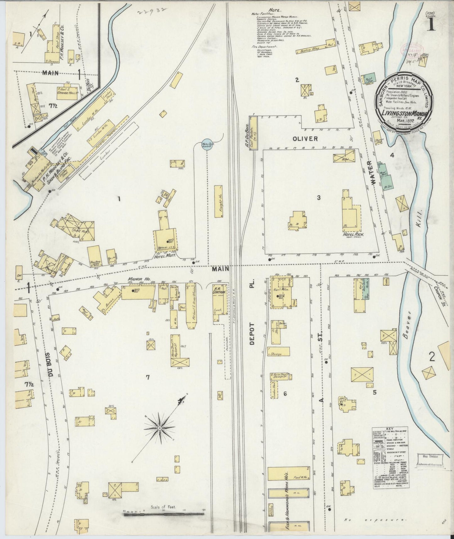 Sanborn Fire Insurance Map from Livingston Manor, Sullivan County, New York. (1897) – Historic Sanborn Fire Insurance Map Print