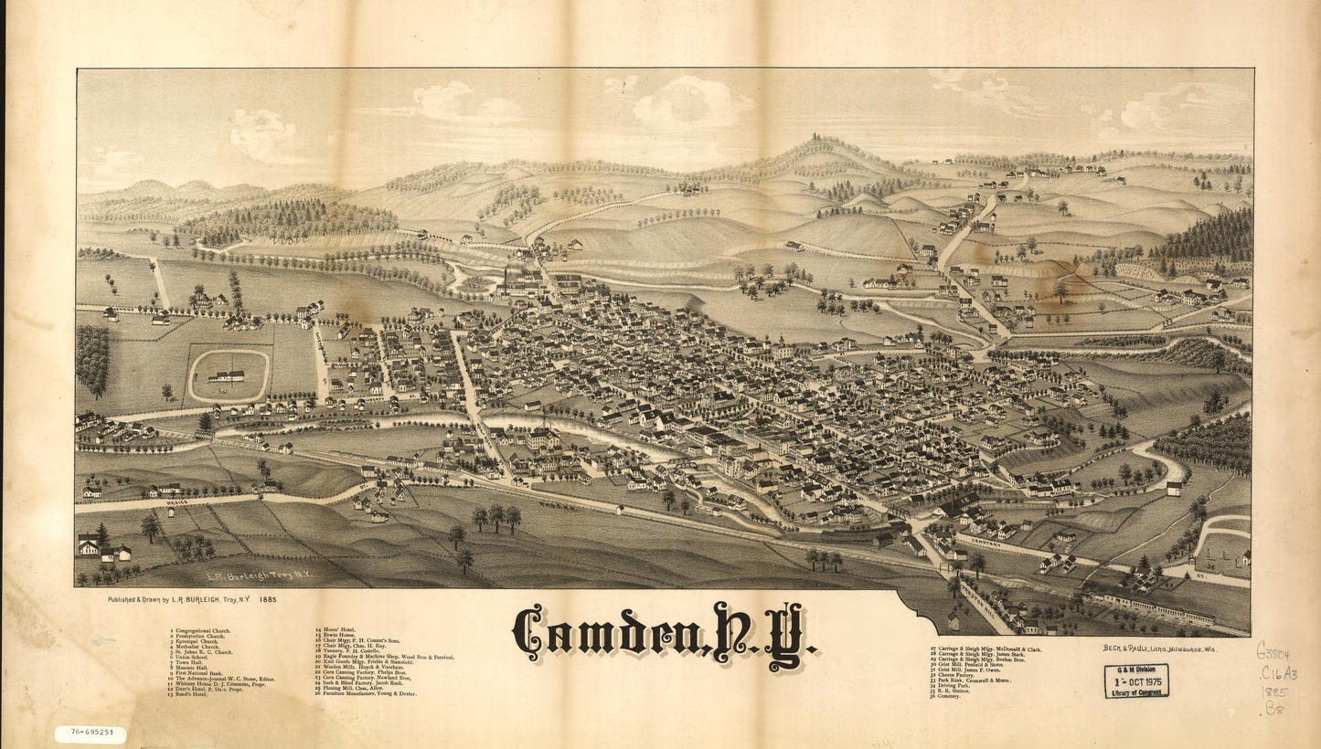 Camden, N.Y. (1885) – Historic Bird’s-Eye View Panorama Print