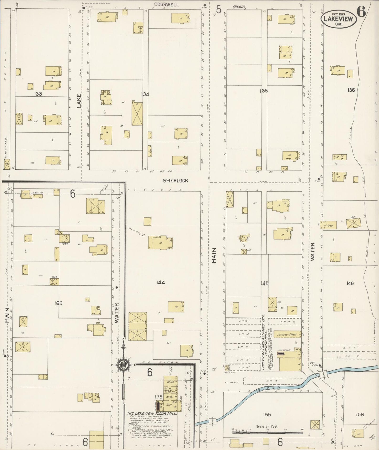 Sanborn Fire Insurance Map from Lakeview, Lake County, Oregon (1913), Sheet #0006 - Complete Map Set gallery image, historic Sanborn map, vintage wall art, Oregon Oregon