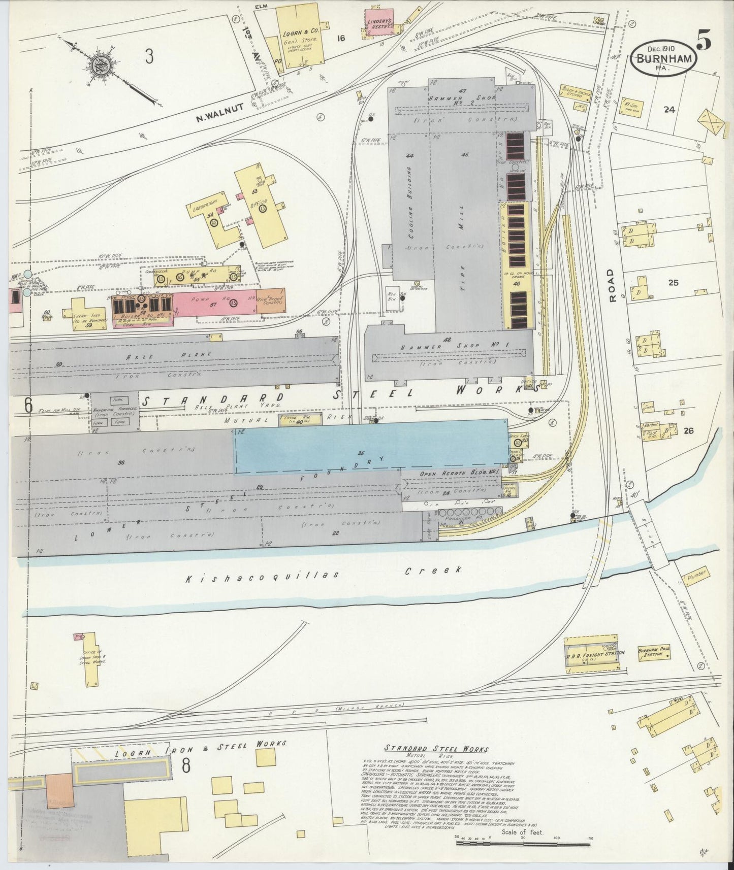 Sanborn Fire Insurance Map from Burnham, Mifflin County, Pennsylvania (1910), Sheet #0005 - Historic Sanborn Fire Insurance Map Print, vintage old map wall art, antique decor, genealogy gift, Pennsylvania Pennsylvania map