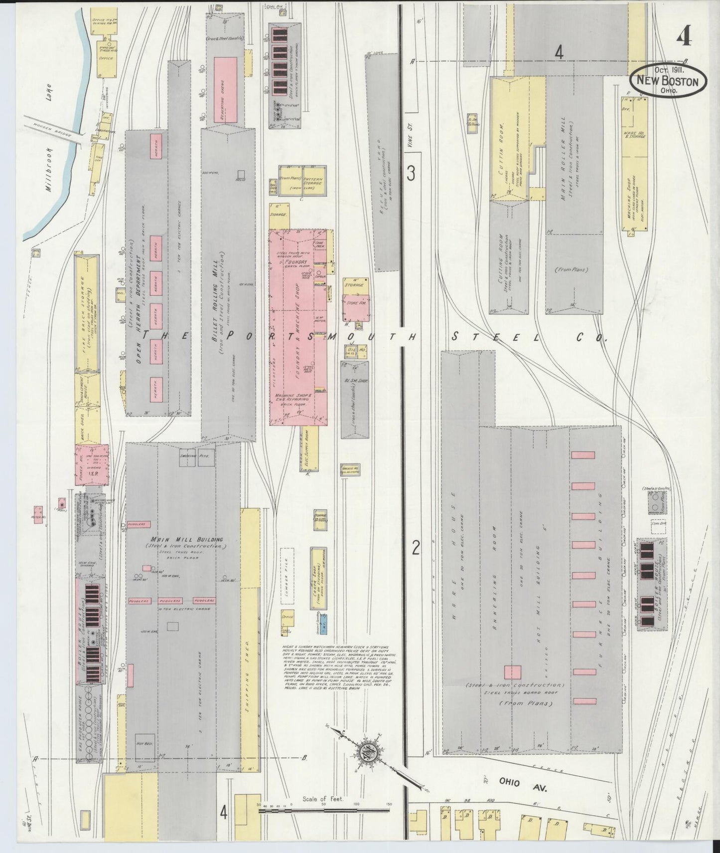 Sanborn Fire Insurance Map from New Boston, Scioto County, Ohio (1911), Sheet #0004 - Complete Map Set gallery image, historic Sanborn map, vintage wall art, Ohio Ohio