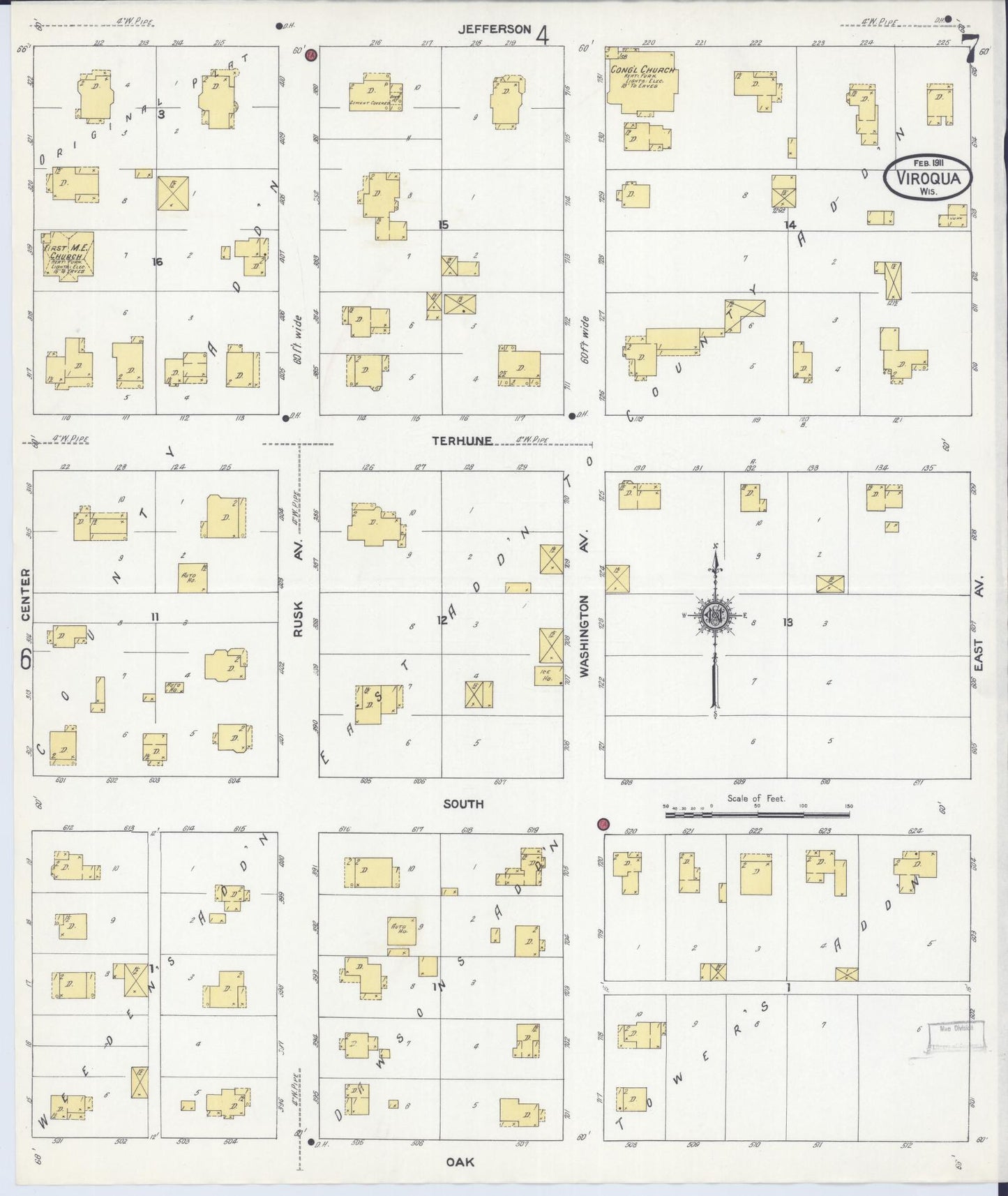Sanborn Fire Insurance Map from Viroqua, Vernon County, Wisconsin (1911), Sheet #0007 - Complete Map Set gallery image, historic Sanborn map, vintage wall art, Wisconsin Wisconsin