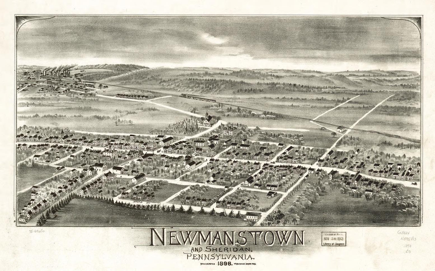 Newmanstown and Sheridan, Pennsylvania 1898. (1898) – Historic Bird’s-Eye View Panorama Print