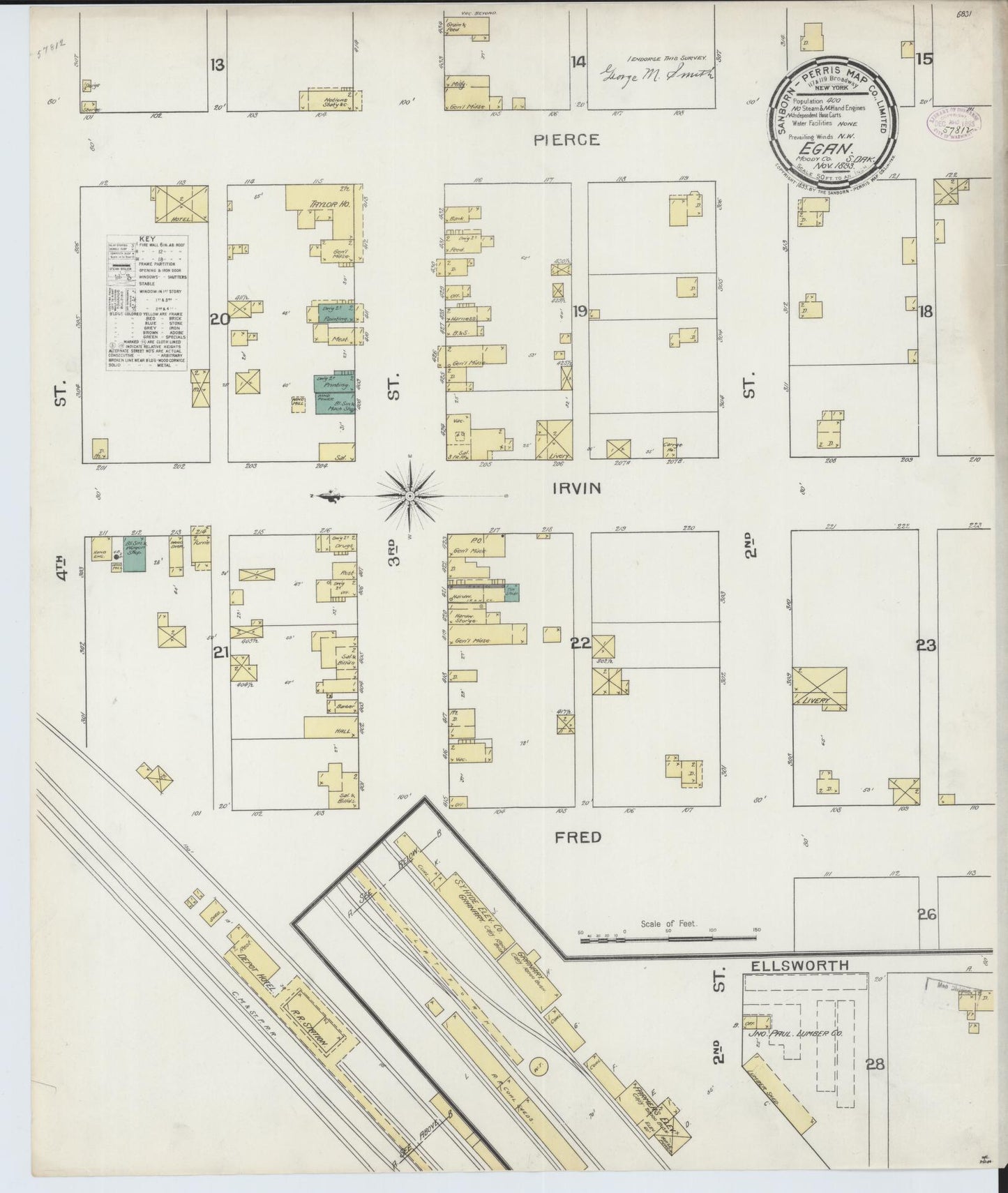 Sanborn Fire Insurance Map from Egan, Moody County, South Dakota (1893), Sheet #0001 - Historic Sanborn Fire Insurance Map Print, vintage old map wall art, antique decor, genealogy gift, South Dakota South Dakota map