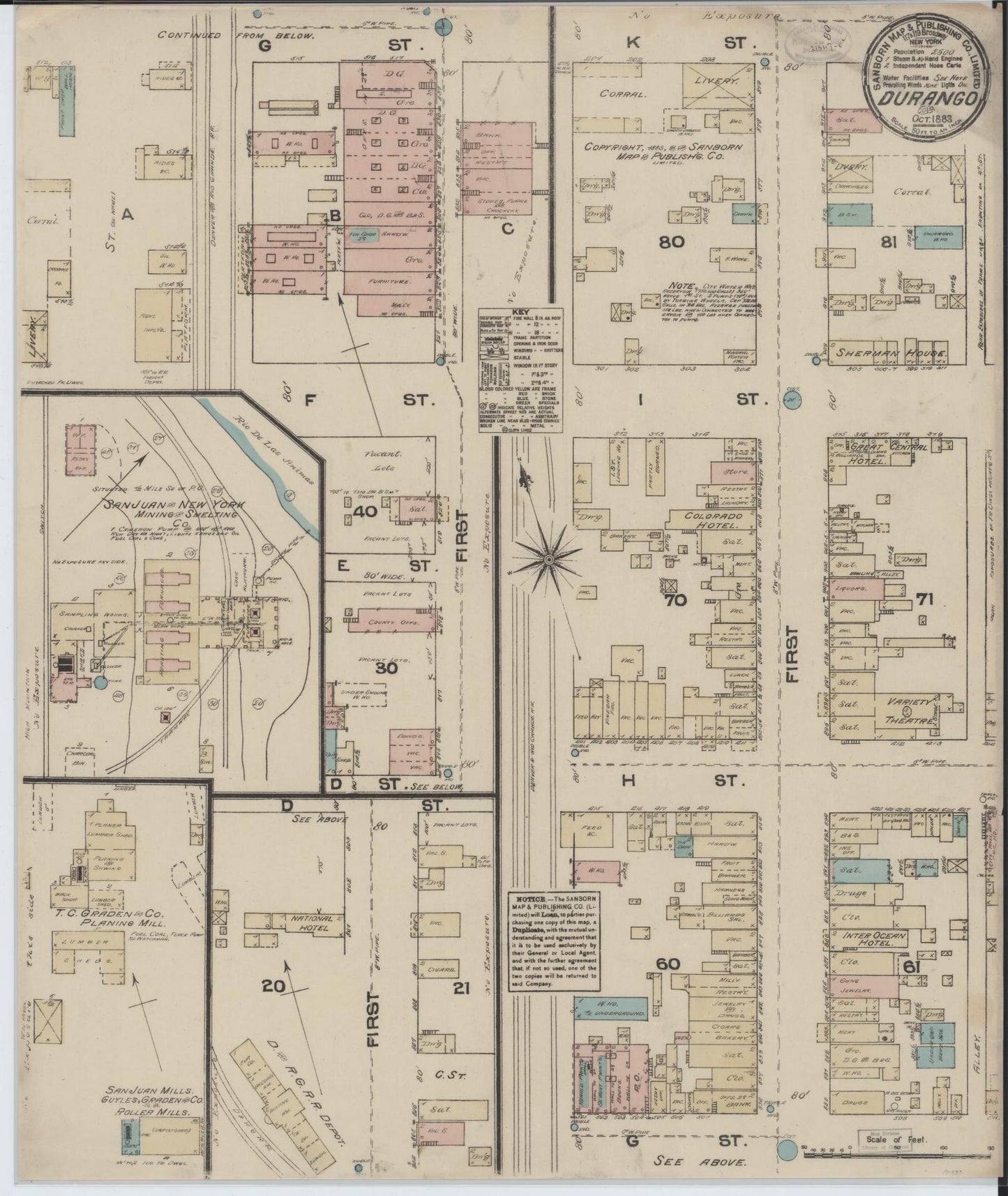 Sanborn Fire Insurance Map from Durango, La Plata County, Colorado. (1883) – Historic Sanborn Fire Insurance Map Print