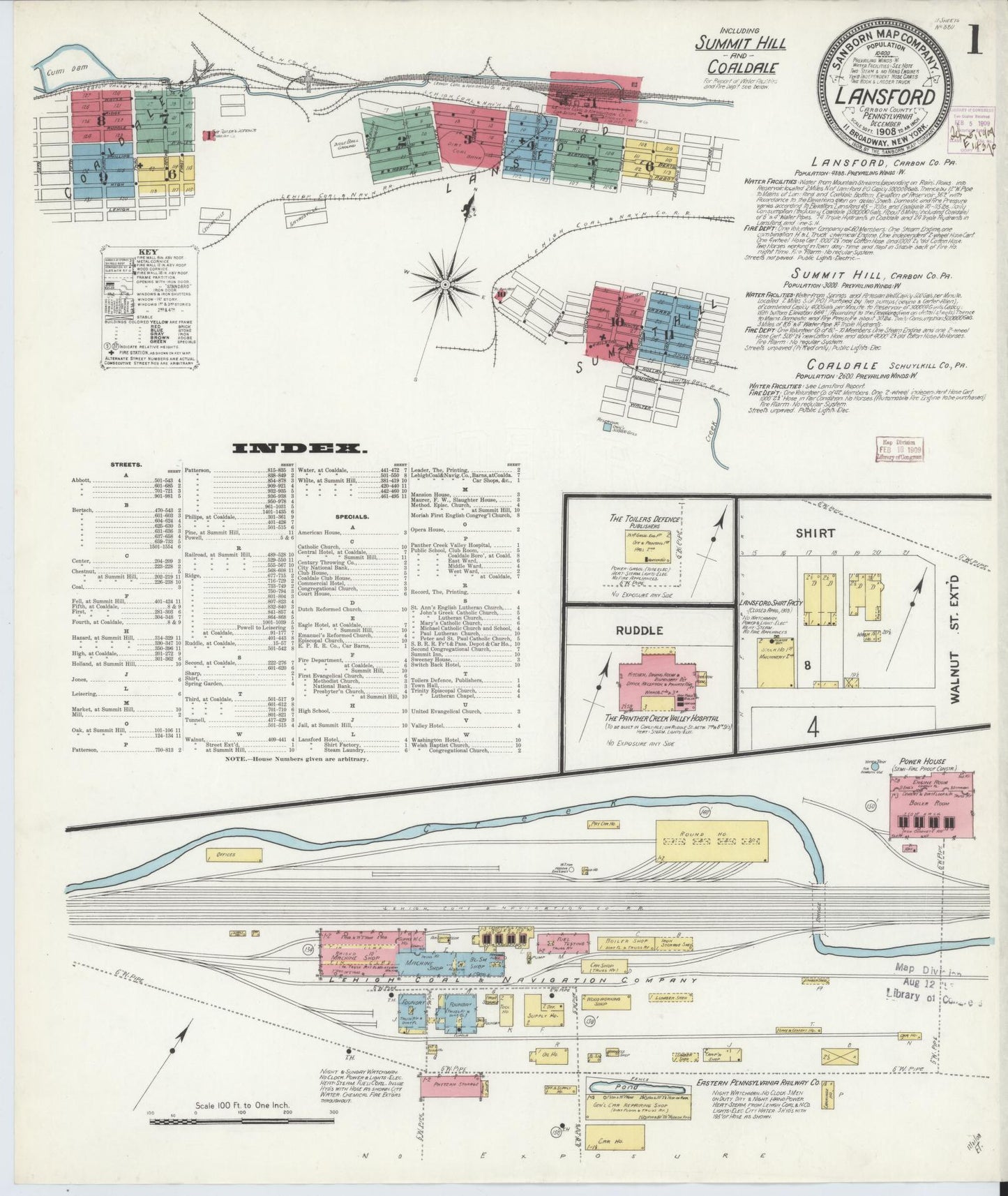 Sanborn Fire Insurance Map from Lansford, Carbon County, Pennsylvania. (1908) – Historic Sanborn Fire Insurance Map Print