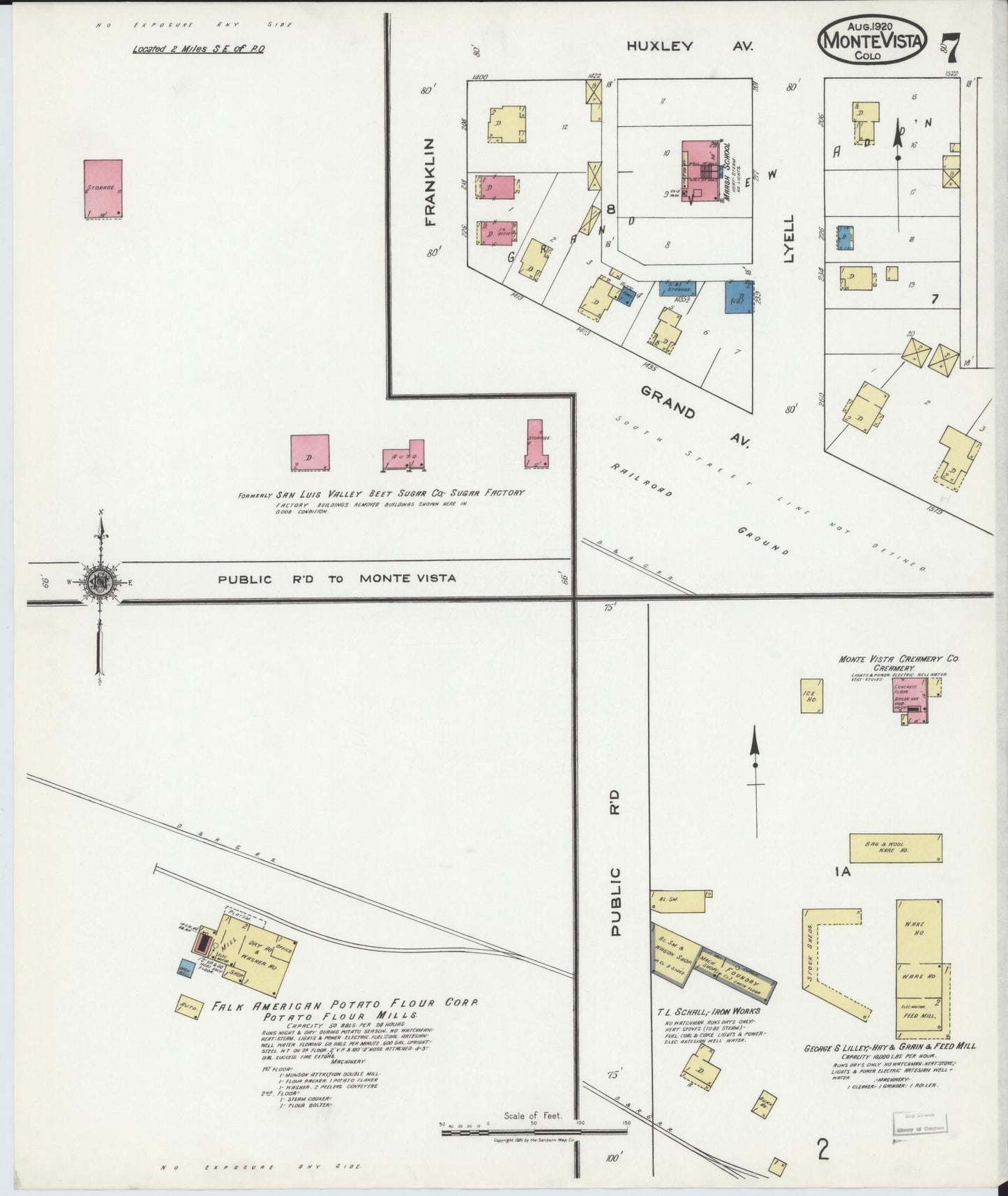 Sanborn Fire Insurance Map from Monte Vista, Rio Grande County, Colorado (1920), Sheet #0007 - Historic Sanborn Fire Insurance Map Print, vintage old map wall art, antique decor, genealogy gift, Colorado Colorado map