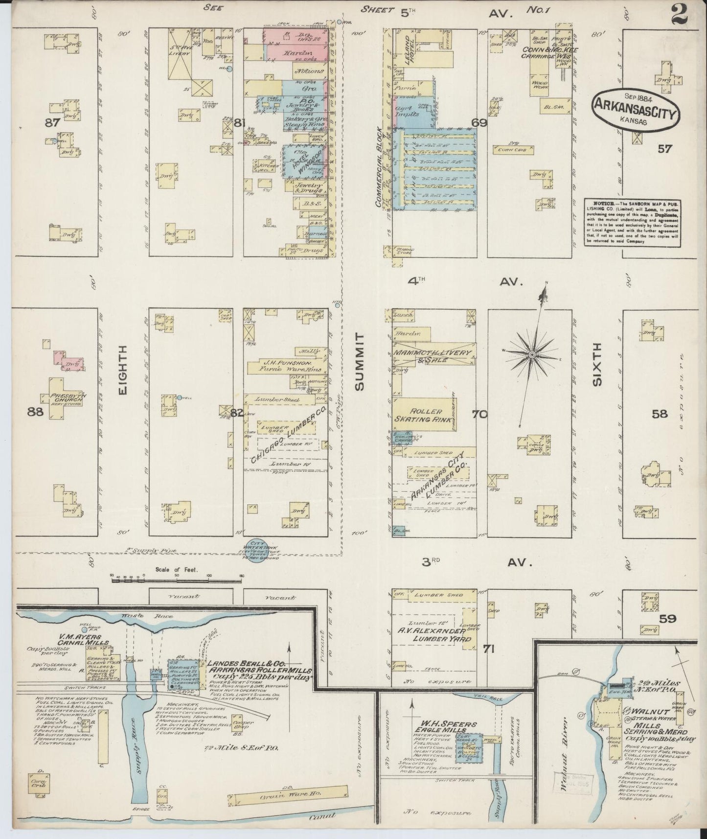 Sanborn Fire Insurance Map from Arkansas City, Cowley County, Kansas (1884), Sheet #0002 - Complete Map Set gallery image, historic Sanborn map, vintage wall art, Arkansas Arkansas