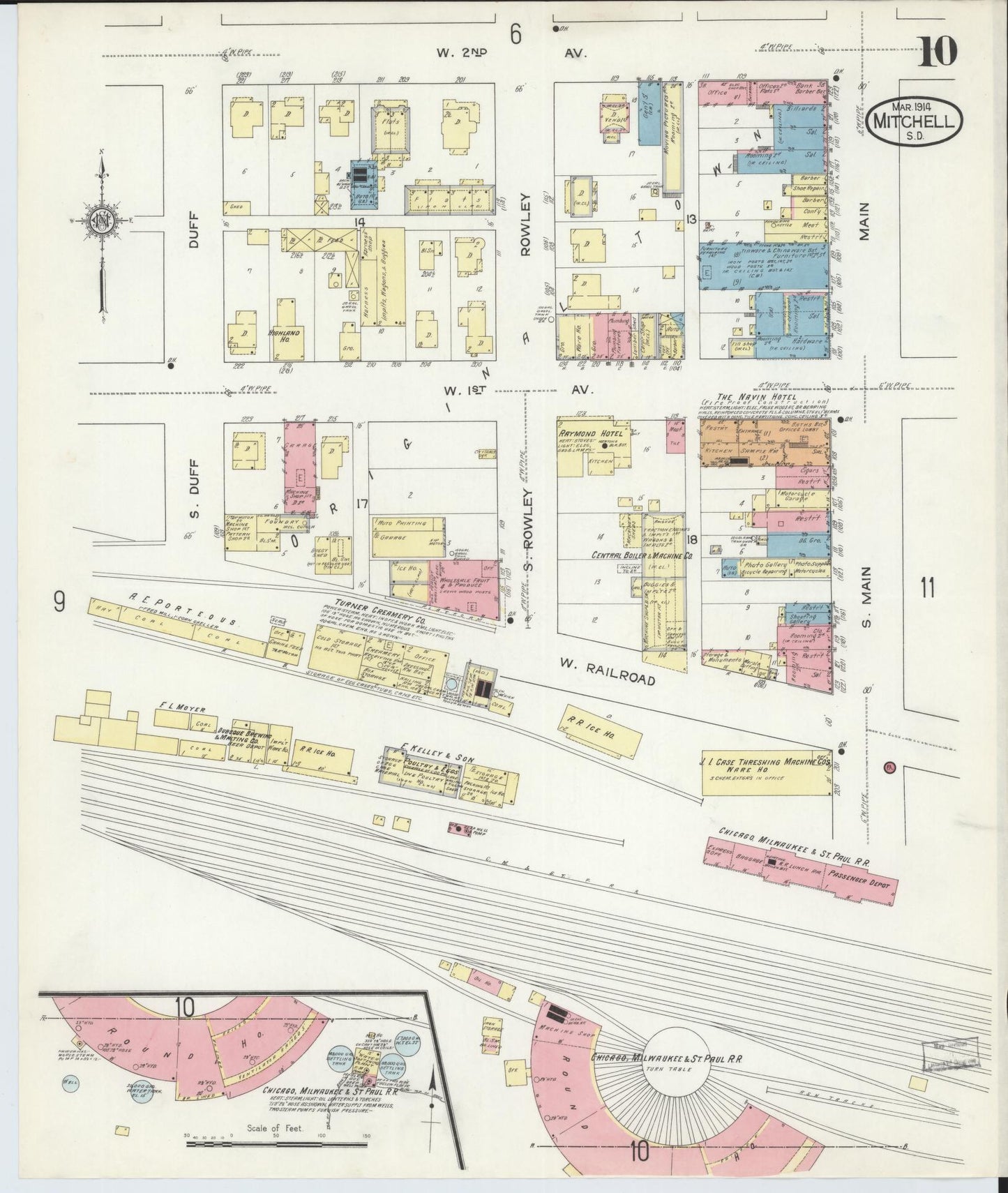 Sanborn Fire Insurance Map from Mitchell, Davison County, South Dakota (1914), Sheet #0010 - Historic Sanborn Fire Insurance Map Print, vintage old map wall art, antique decor, genealogy gift, South Dakota South Dakota map