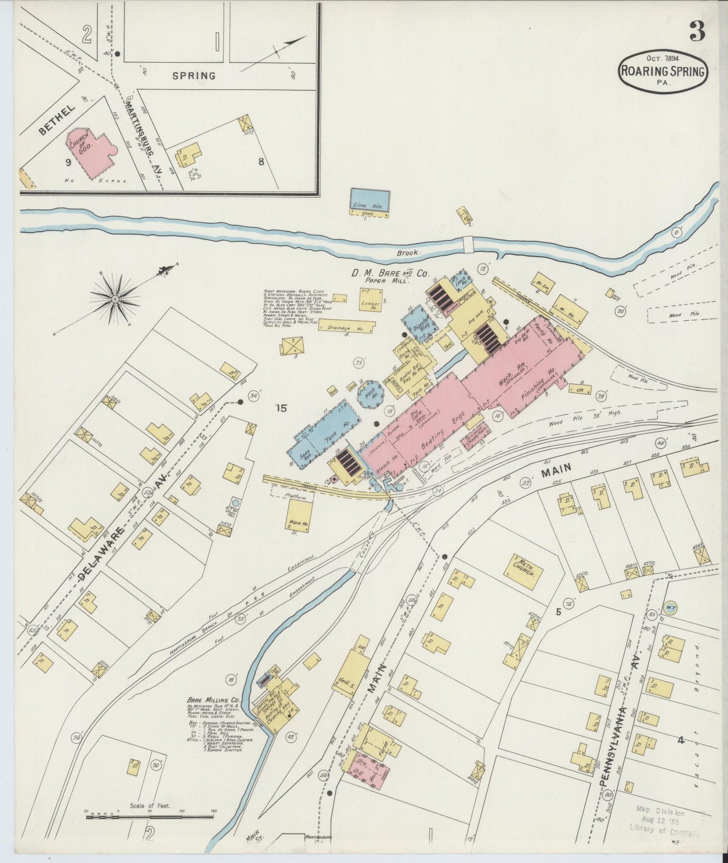 Sanborn Fire Insurance Map from Roaring Spring, Blair County, Pennsylvania (1894), Sheet #0003 - Complete Map Set gallery image, historic Sanborn map, vintage wall art, Pennsylvania Pennsylvania