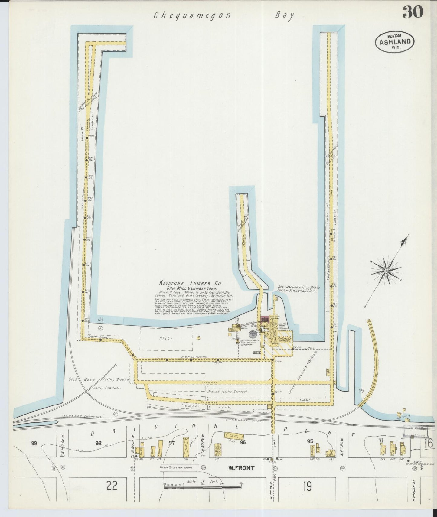 Sanborn Fire Insurance Map from Ashland, Ashland County, Wisconsin (1901), Sheet #0030 - Historic Sanborn Fire Insurance Map Print, vintage old map wall art, antique decor, genealogy gift, Wisconsin Wisconsin map
