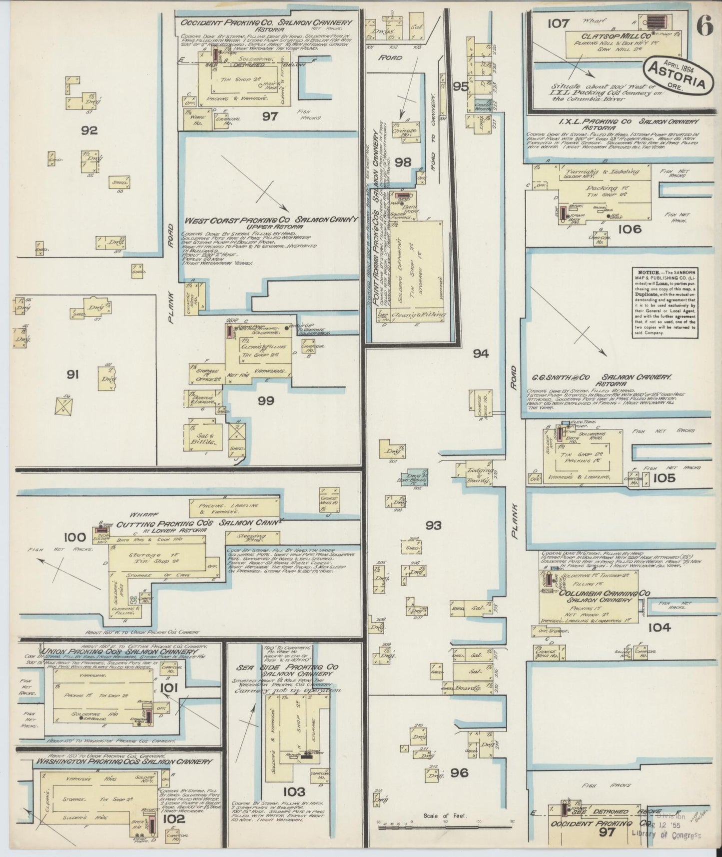 Sanborn Fire Insurance Map from Astoria, Clatsop County, Oregon (1884), Sheet #0006 - Complete Map Set gallery image, historic Sanborn map, vintage wall art, Oregon Oregon