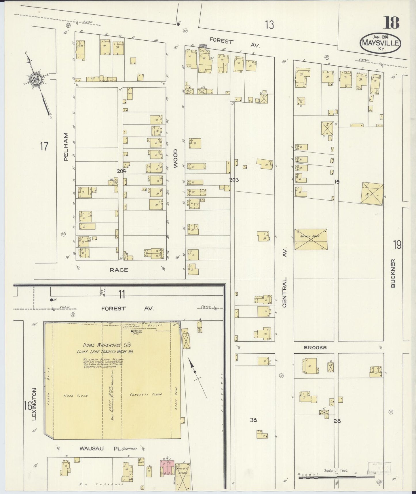 Sanborn Fire Insurance Map from Maysville, Mason County, Kentucky (1914), Sheet #0018 - Historic Sanborn Fire Insurance Map Print, vintage old map wall art, antique decor, genealogy gift, Kentucky Kentucky map