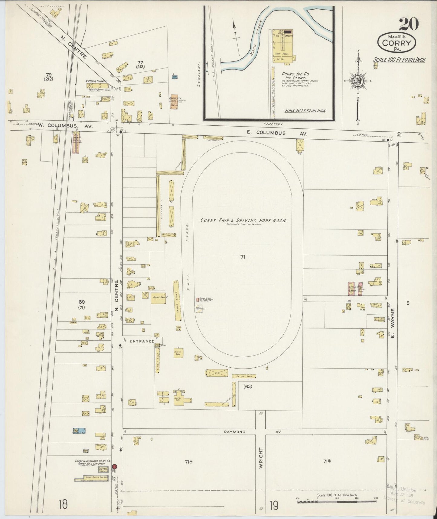 Sanborn Fire Insurance Map from Corry, Erie County, Pennsylvania (1915), Sheet #0020 - Historic Sanborn Fire Insurance Map Print, vintage old map wall art, antique decor, genealogy gift, Pennsylvania Pennsylvania map