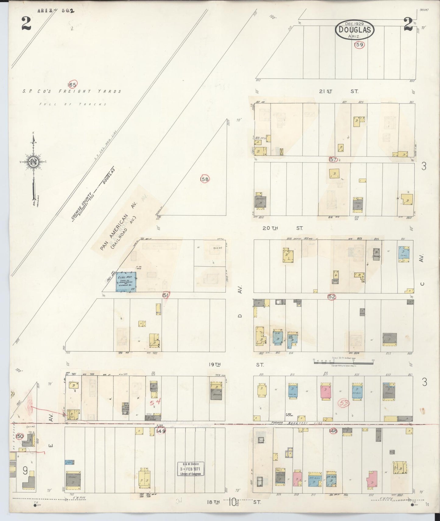 Sanborn Fire Insurance Map from Douglas, Cochise County, Arizona (1947), Sheet #0002 - Historic Sanborn Fire Insurance Map Print, vintage old map wall art, antique decor, genealogy gift, Arizona Arizona map