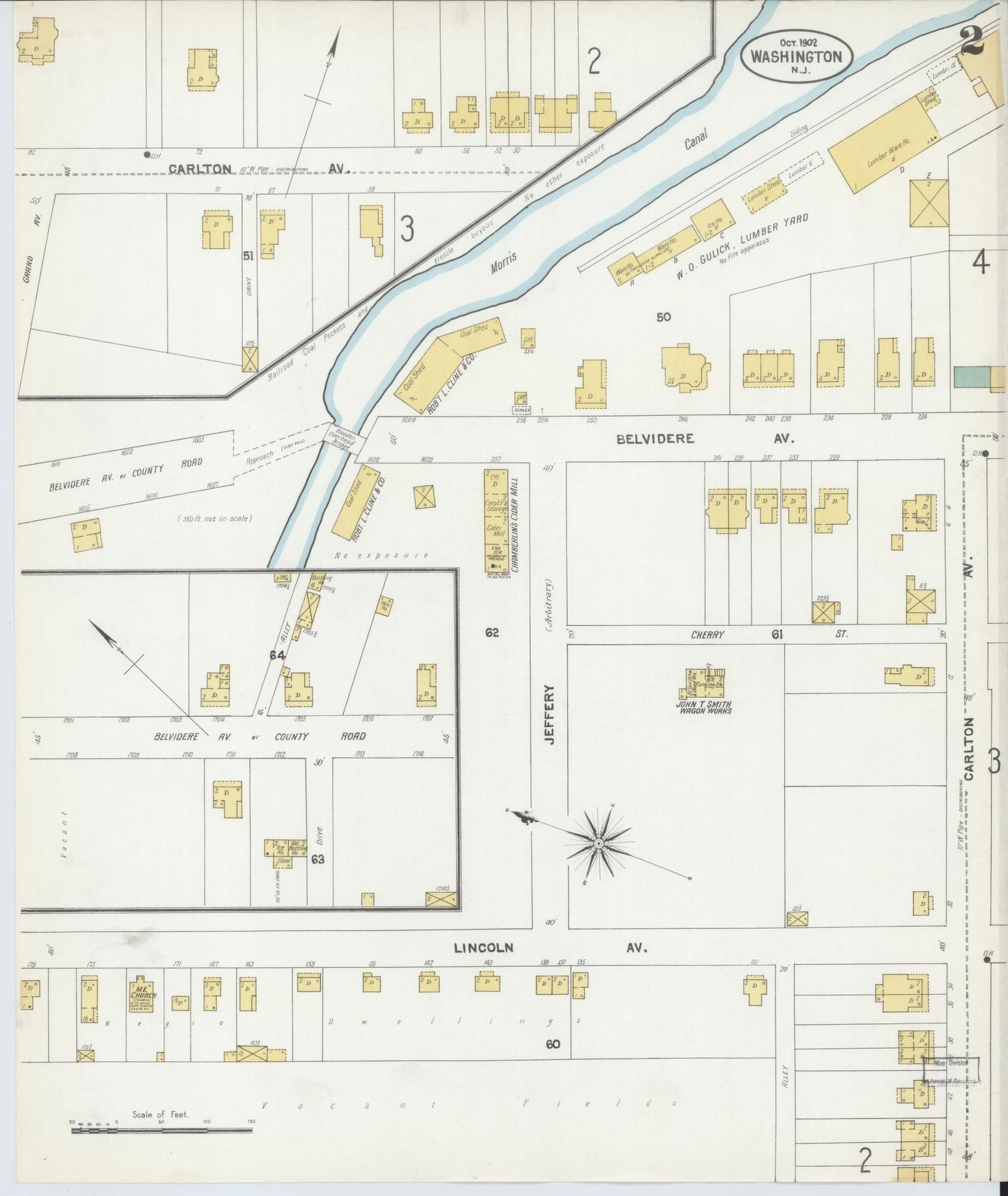 Sanborn Fire Insurance Map from Washington, Warren County, New Jersey (1902), Sheet #0002 - Historic Sanborn Fire Insurance Map Print, vintage old map wall art, antique decor, genealogy gift, Washington Washington map