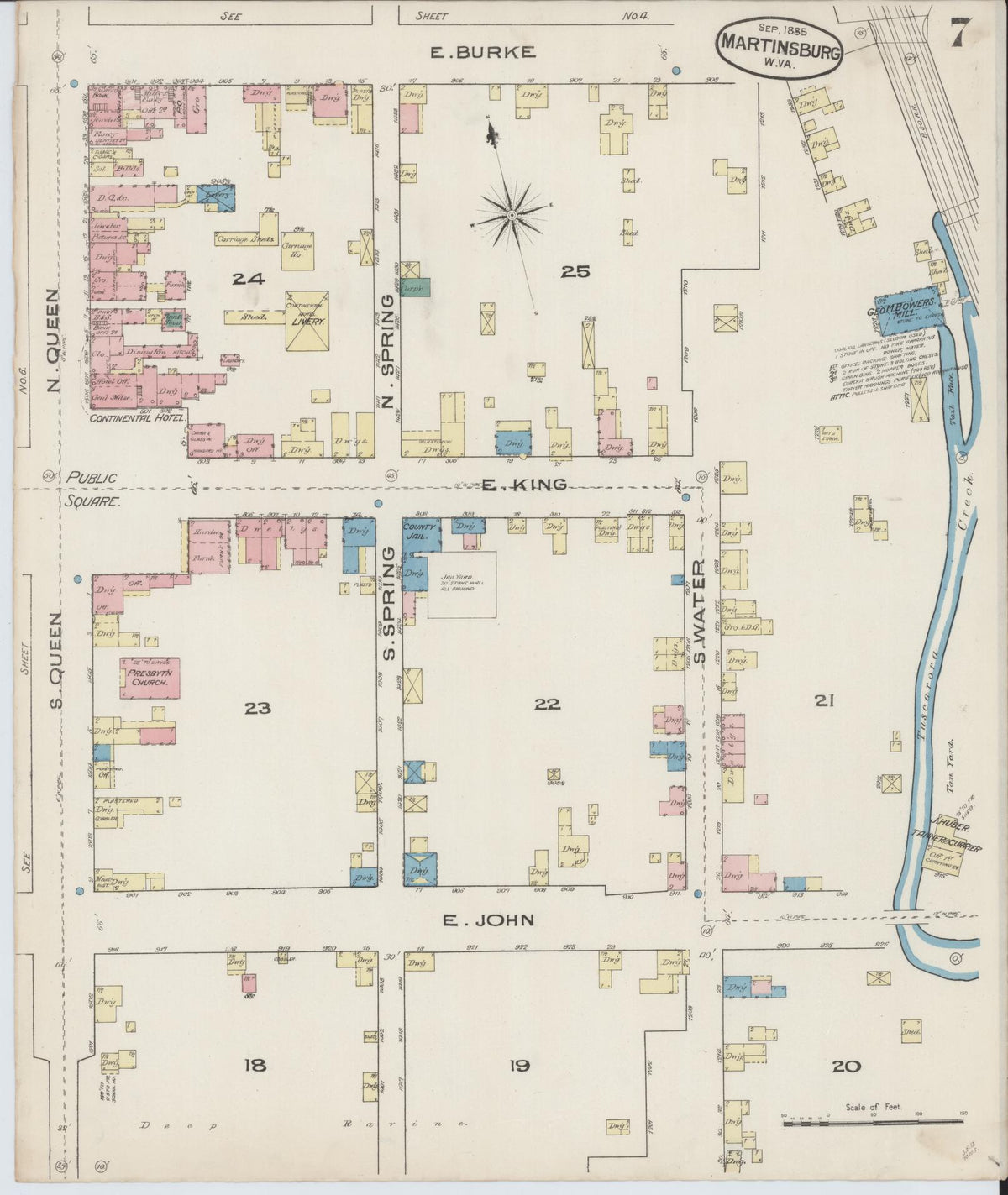 Sanborn Fire Insurance Map from Martinsburg, Berkeley County, West Virginia (1885), Sheet #0007 - Complete Map Set gallery image, historic Sanborn map, vintage wall art, West Virginia West Virginia