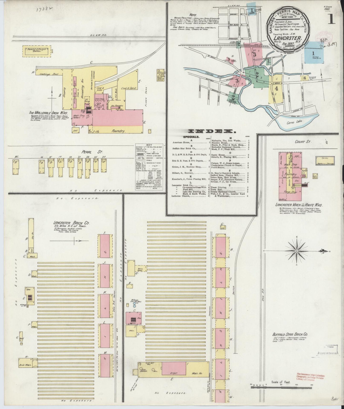 Sanborn Fire Insurance Map from Lancaster, Erie County, New York. (1897) – Historic Sanborn Fire Insurance Map Print