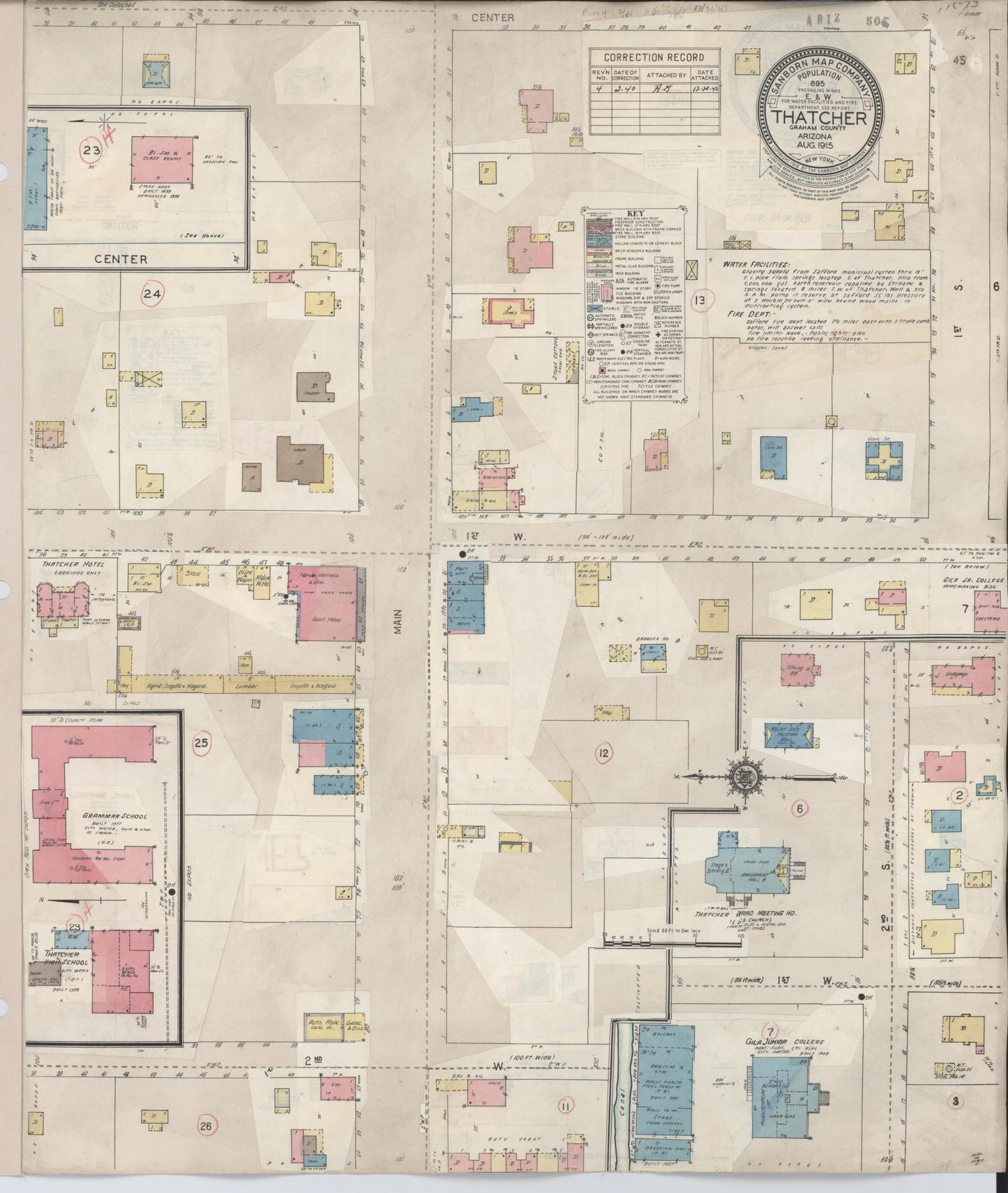 Sanborn Fire Insurance Map from Thatcher, Graham County, Arizona (1940), Sheet #0001 - Historic Sanborn Fire Insurance Map Print, vintage old map wall art, antique decor, genealogy gift, Arizona Arizona map