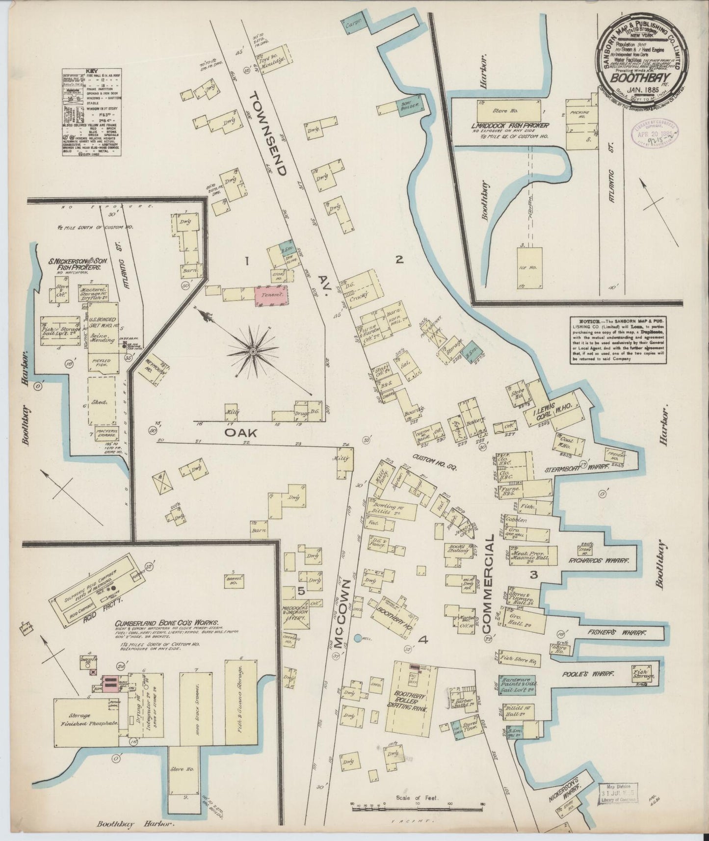 Sanborn Fire Insurance Map from Boothbay, Lincoln County, Maine. (1885) – Historic Sanborn Fire Insurance Map Print