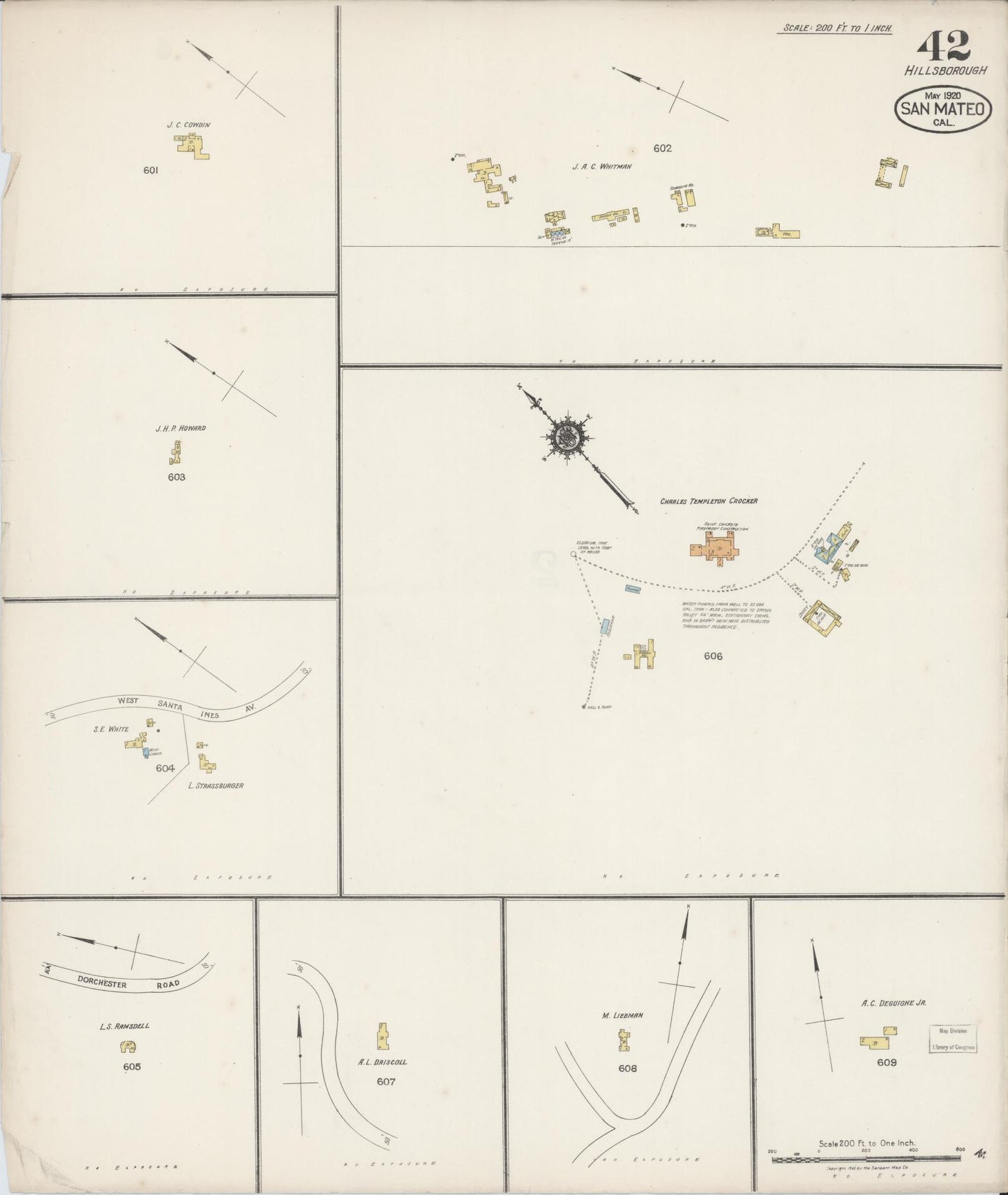 Sanborn Fire Insurance Map from San Mateo, San Mateo County, California (1920), Sheet #0042 - Complete Map Set gallery image, historic Sanborn map, vintage wall art, California California