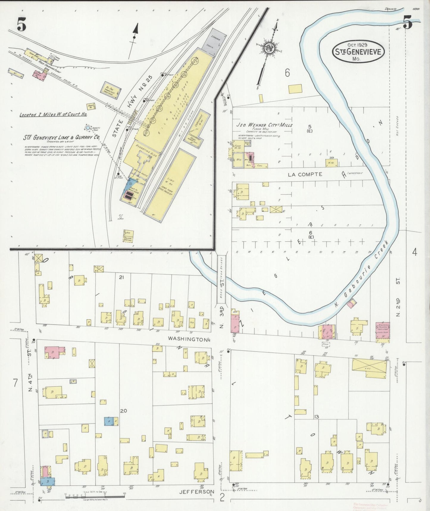 Sanborn Fire Insurance Map from Sainte Genevieve, Saint Genevieve County, Missouri (1929), Sheet #0005 - Historic Sanborn Fire Insurance Map Print, vintage old map wall art, antique decor, genealogy gift, Missouri Missouri map