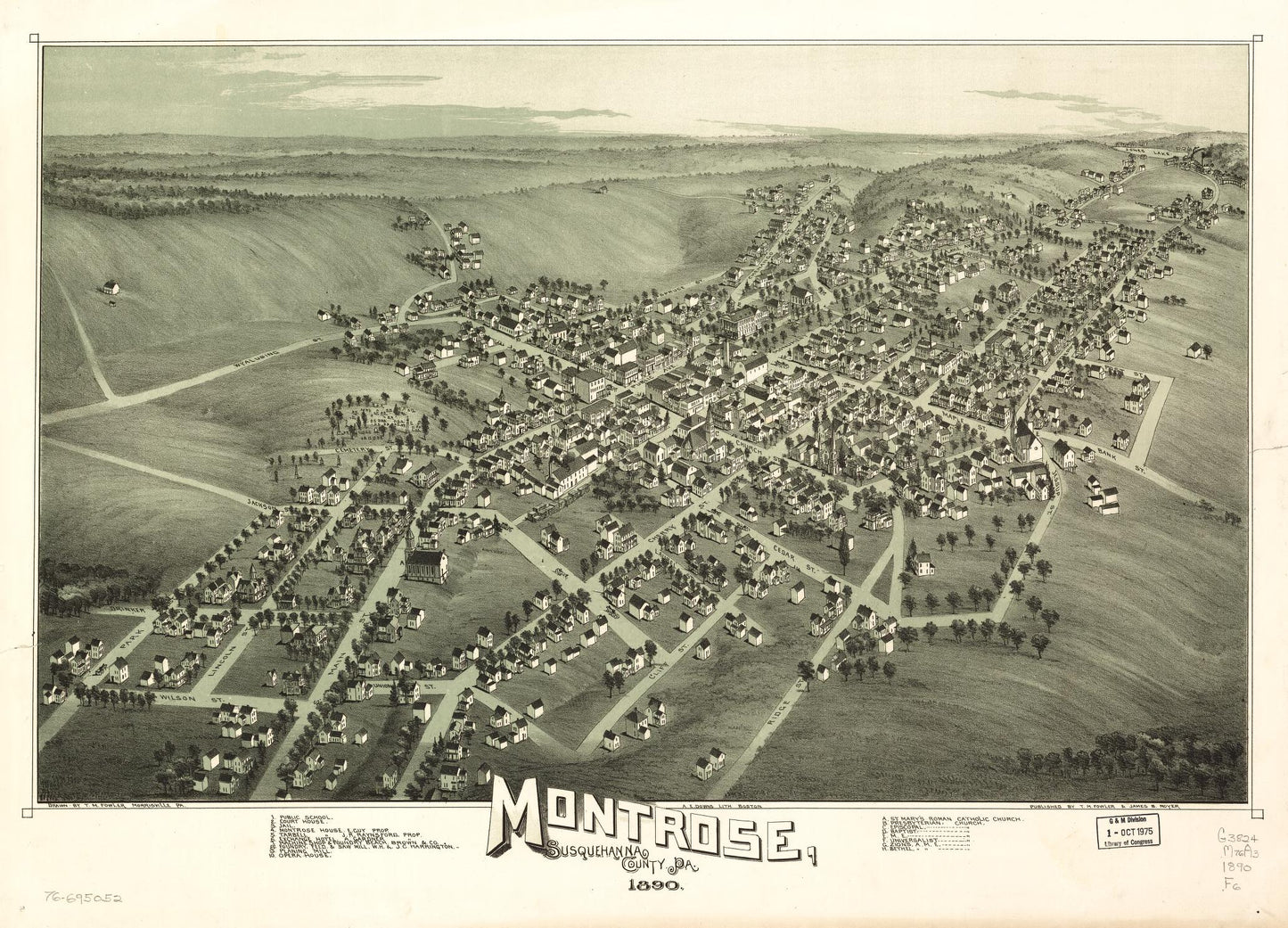 Montrose, Susquehanna County, Pa. (1890) – Historic Bird’s-Eye View Panorama Print