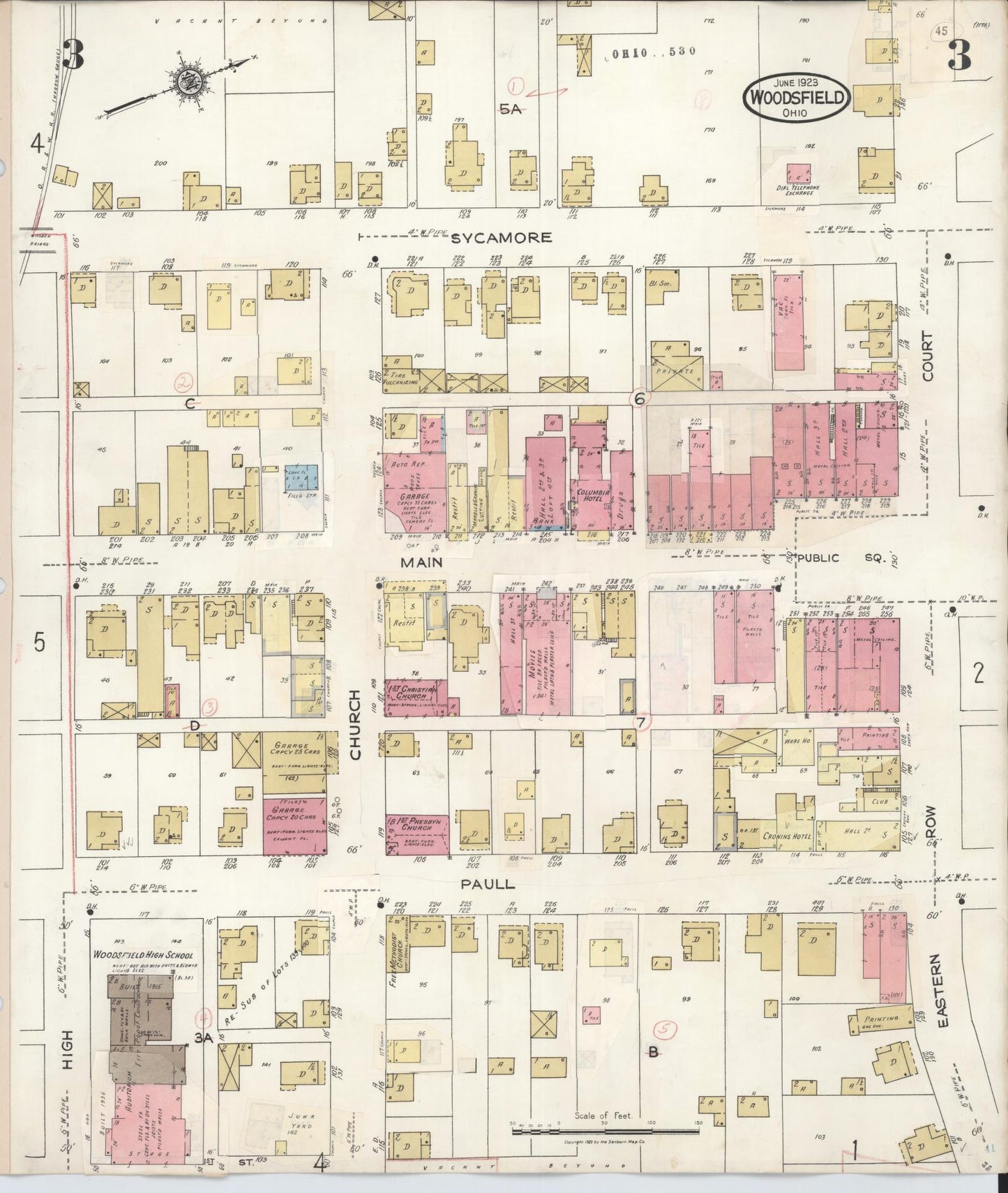 Sanborn Fire Insurance Map from Woodsfield, Monroe County, Ohio (1949), Sheet #0003 - Historic Sanborn Fire Insurance Map Print, vintage old map wall art, antique decor, genealogy gift, Ohio Ohio map