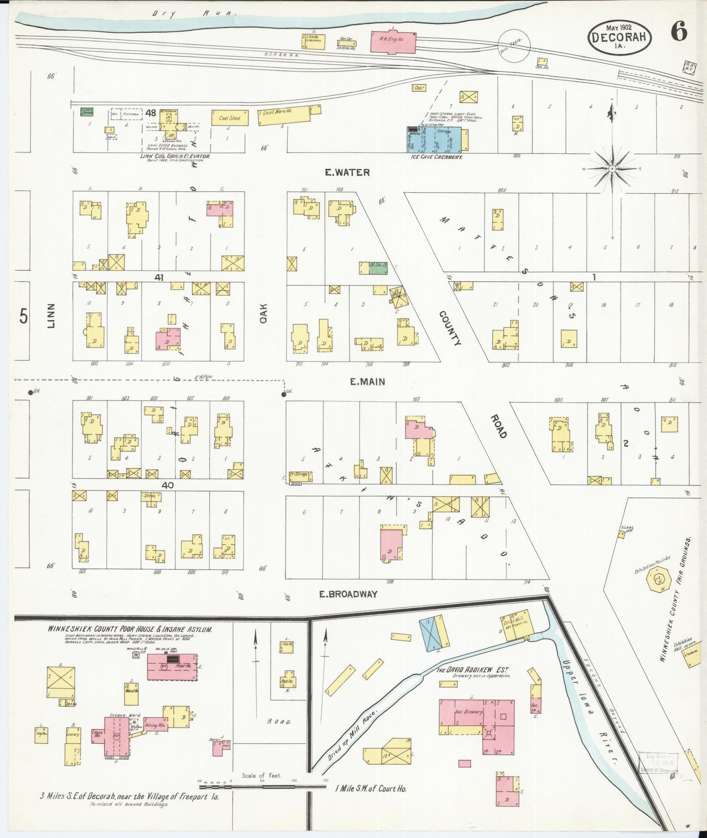 Sanborn Fire Insurance Map from Decorah, Winneshiek County, Iowa (1902), Sheet #0006 - Historic Sanborn Fire Insurance Map Print, vintage old map wall art