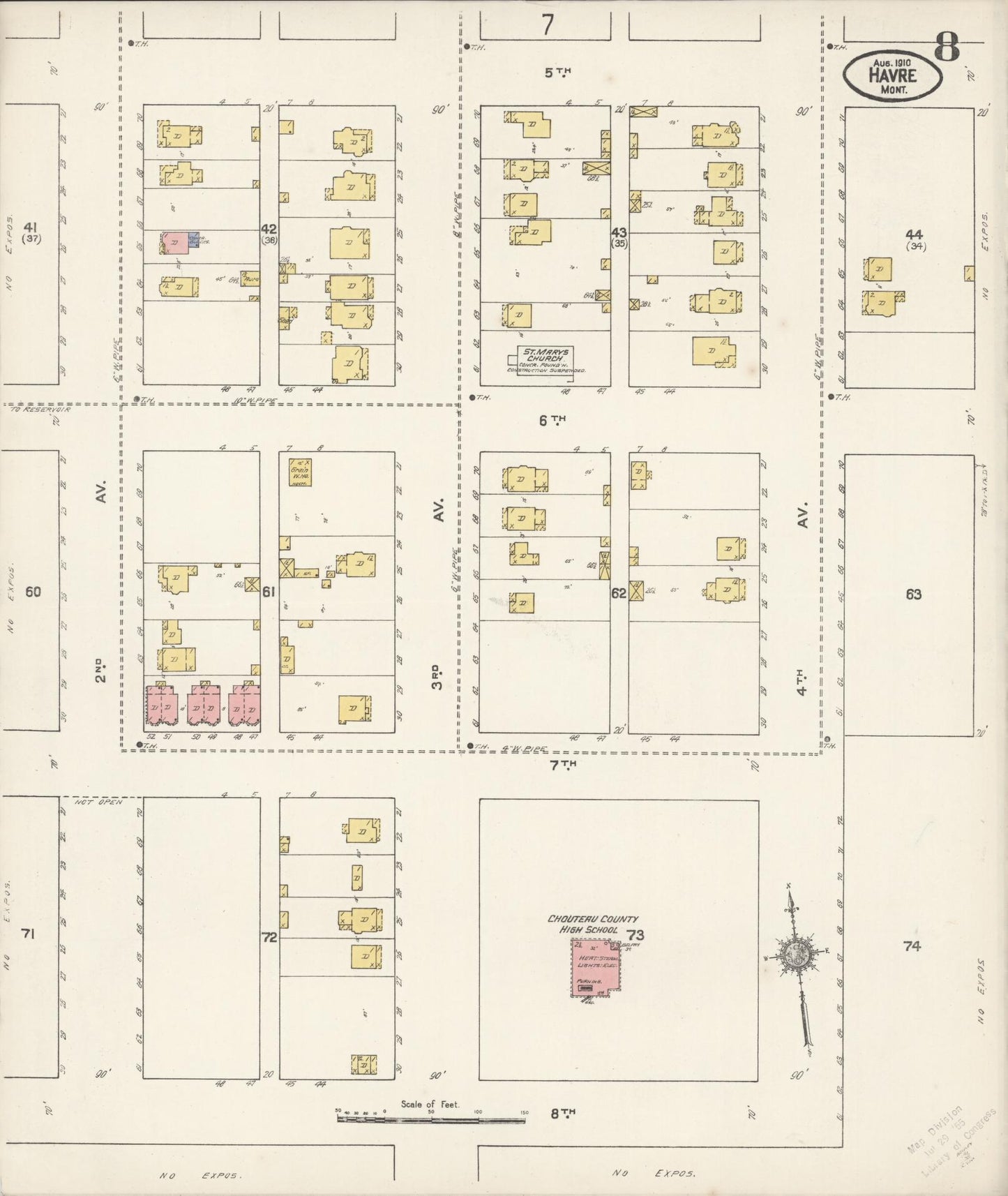Sanborn Fire Insurance Map from Havre, Hill County, Montana (1910), Sheet #0008 - Complete Map Set gallery image, historic Sanborn map, vintage wall art, Montana Montana