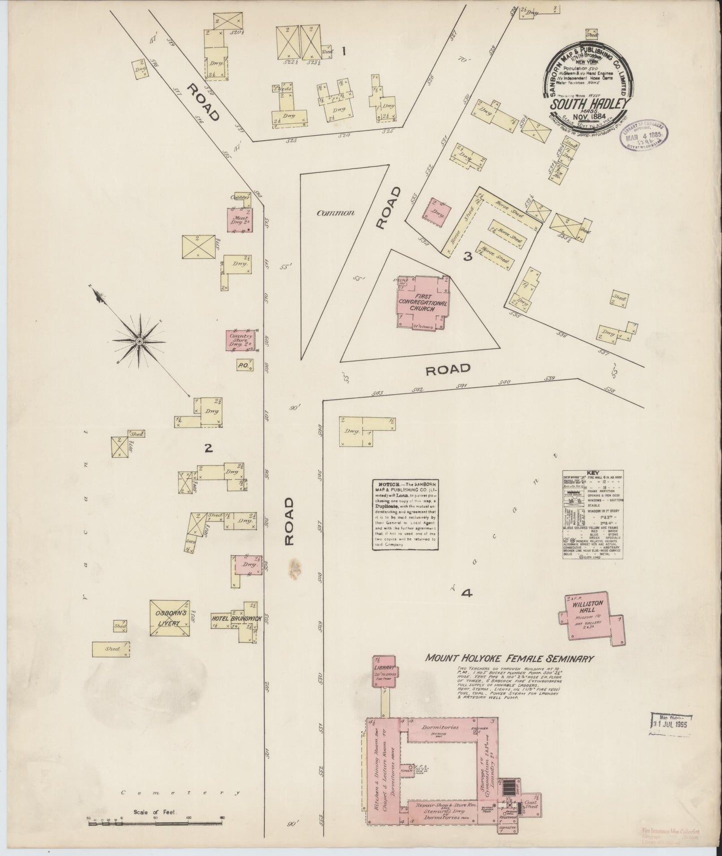 Sanborn Fire Insurance Map from South Hadley, Hampshire County, Massachusetts. (1884) – Historic Sanborn Fire Insurance Map Print