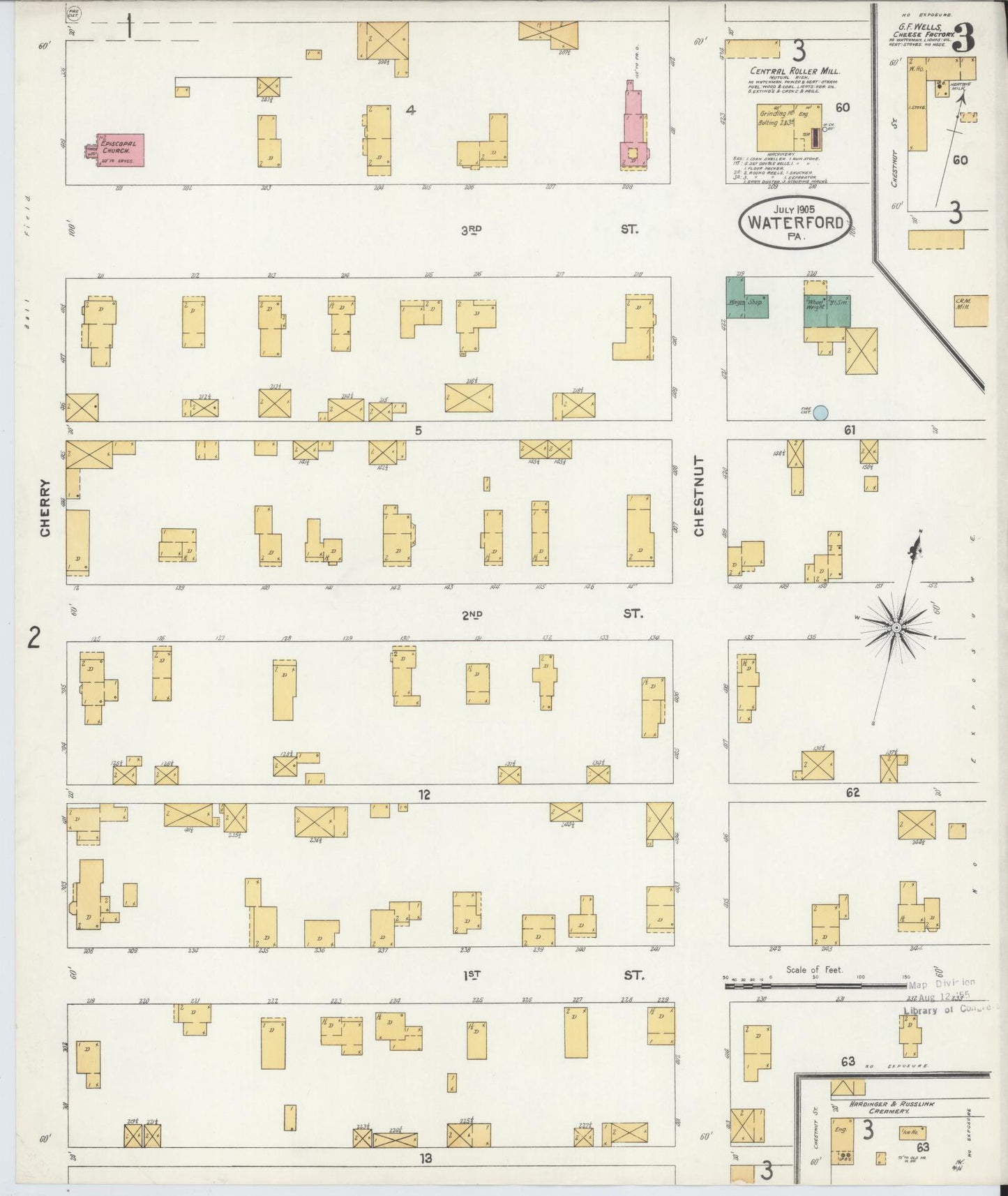Sanborn Fire Insurance Map from Waterford, Erie County, Pennsylvania (1905), Sheet #0003 - Complete Map Set gallery image, historic Sanborn map, vintage wall art, Pennsylvania Pennsylvania