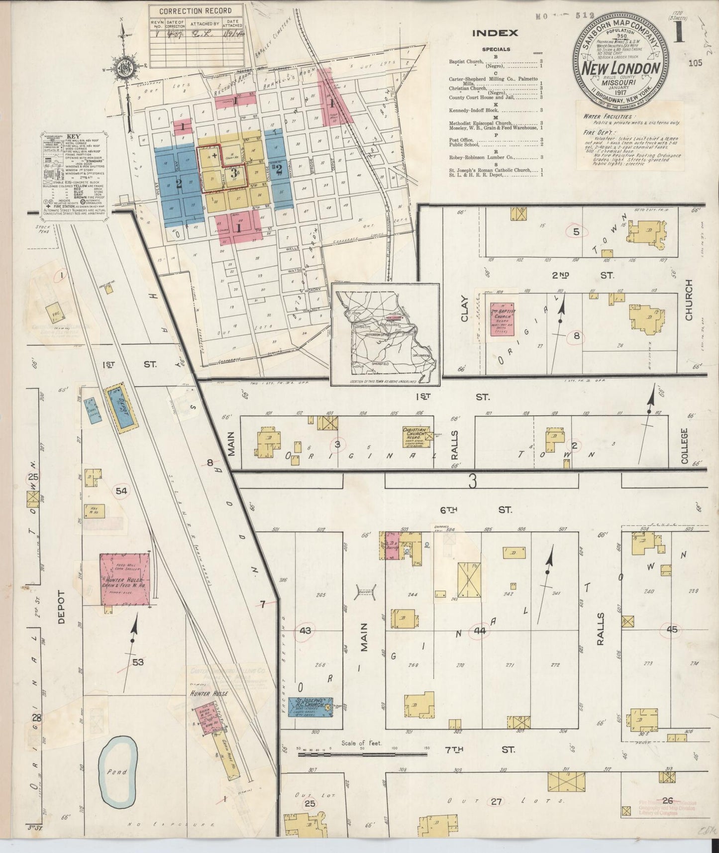 Sanborn Fire Insurance Map from New London, Ralls County, Missouri (1937), Sheet #0001 - Historic Sanborn Fire Insurance Map Print, vintage old map wall art, antique decor, genealogy gift, Missouri Missouri map