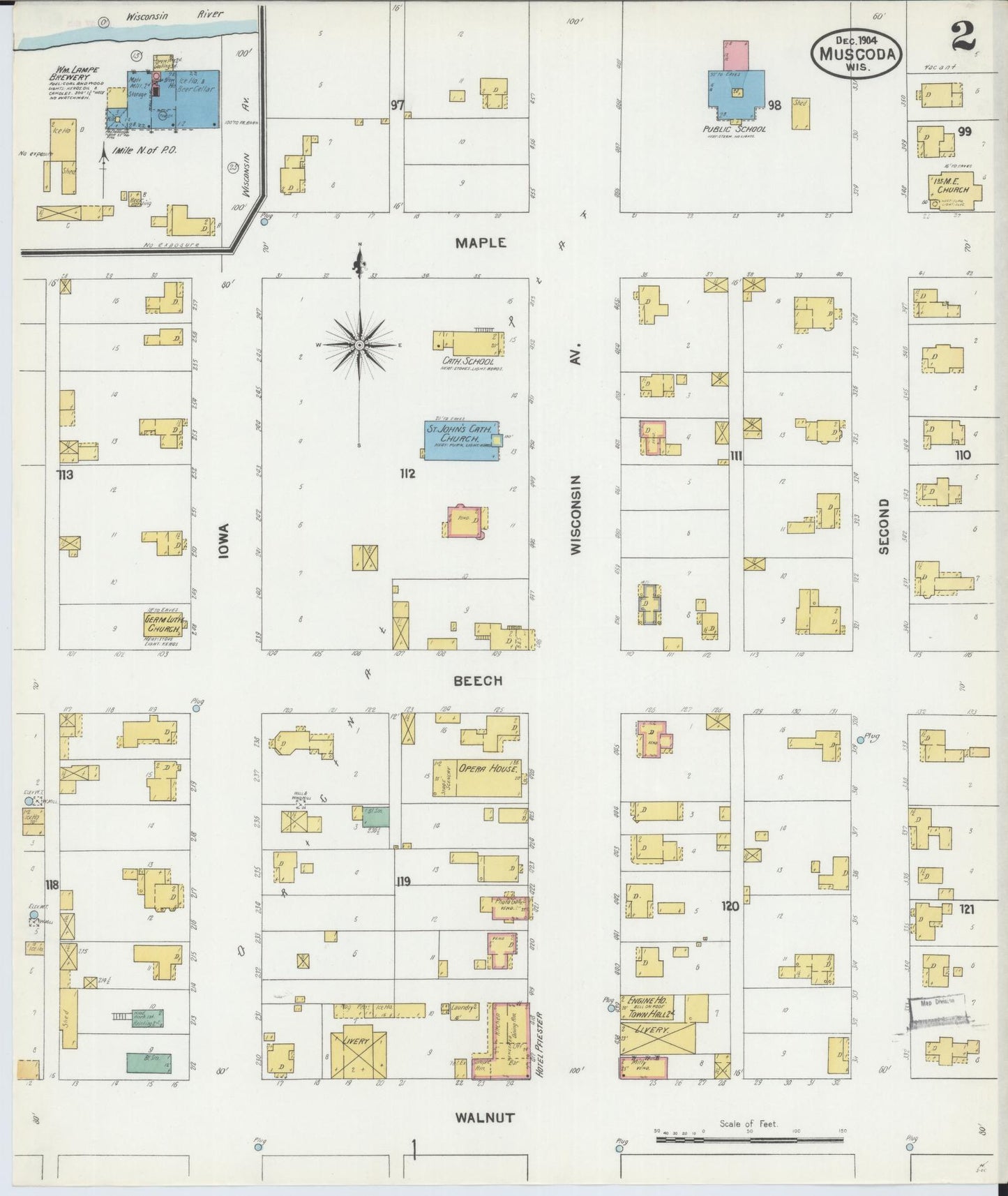 Sanborn Fire Insurance Map from Muscoda, Grant County, Wisconsin (1904), Sheet #0002 - Complete Map Set gallery image, historic Sanborn map, vintage wall art, Wisconsin Wisconsin