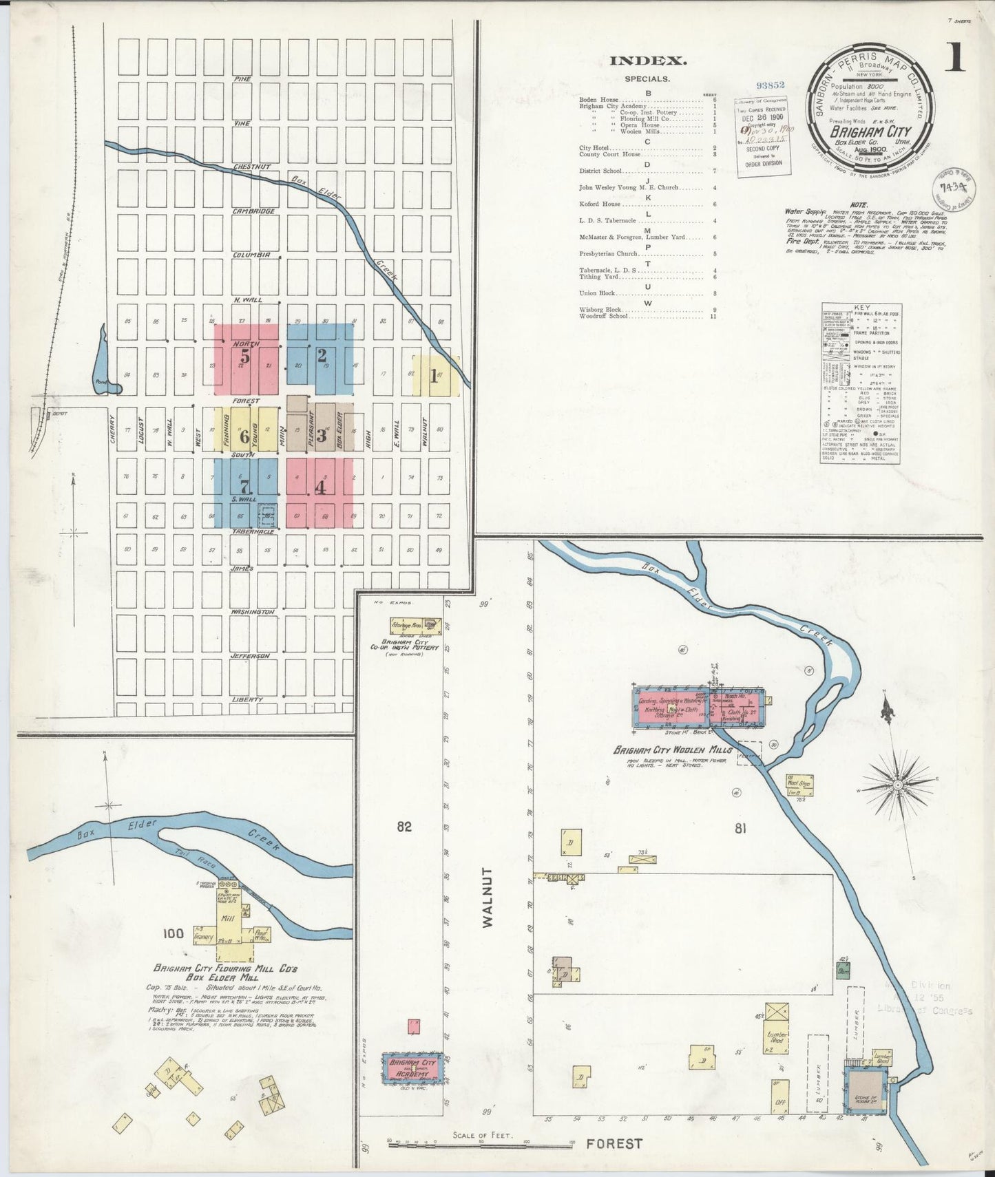 Sanborn Fire Insurance Map from Brigham City, Box Elder County, Utah. (1900) – Historic Sanborn Fire Insurance Map Print